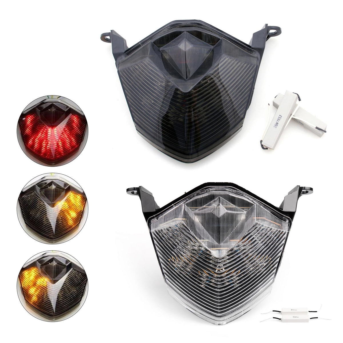 Integrated LED TailLight Turn Signals for Kawasaki Z750 Z1000 ZX6R ZX10R Clear