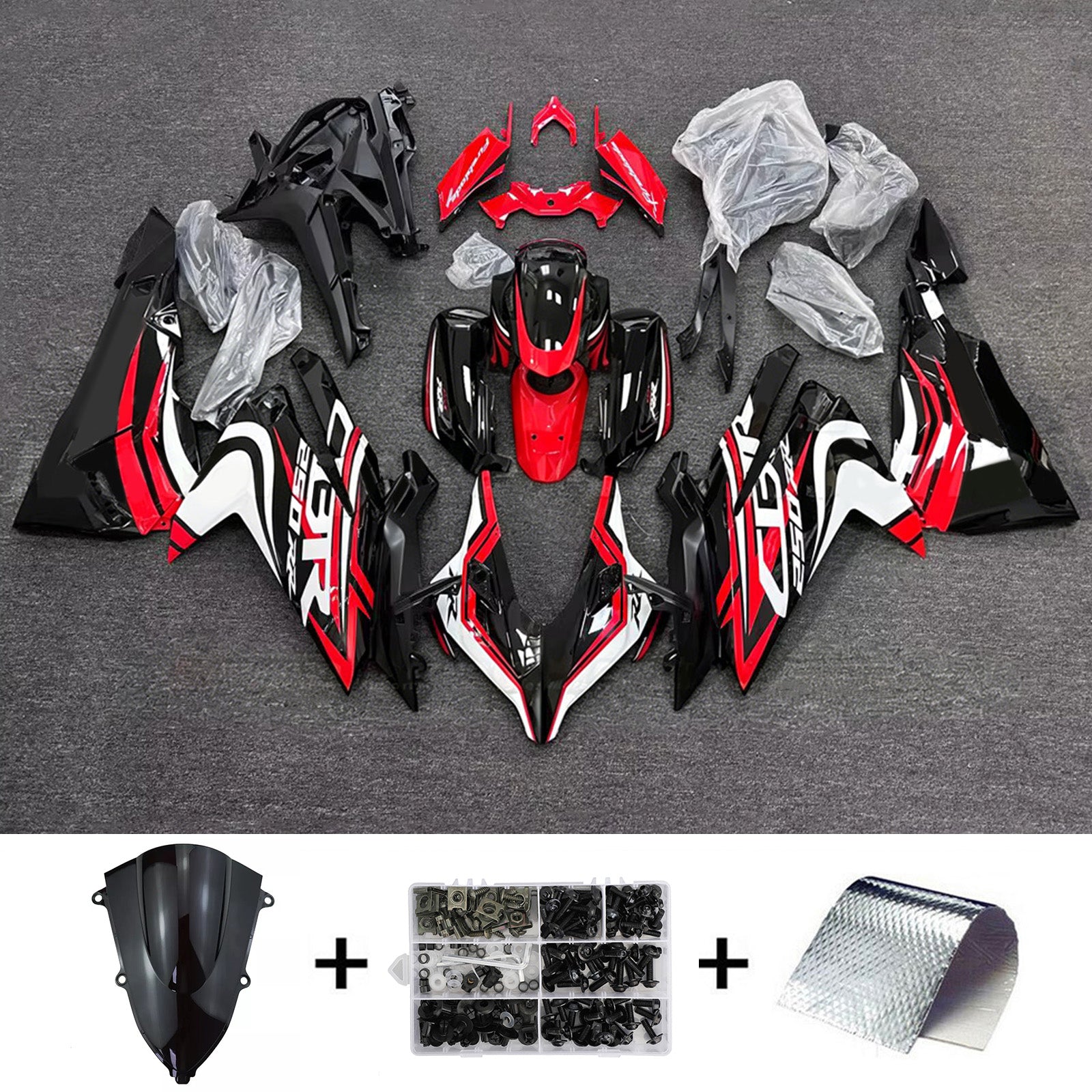 Amotopart 2023–2024 Honda CBR250RR Schwarz/Rot Verkleidungsset