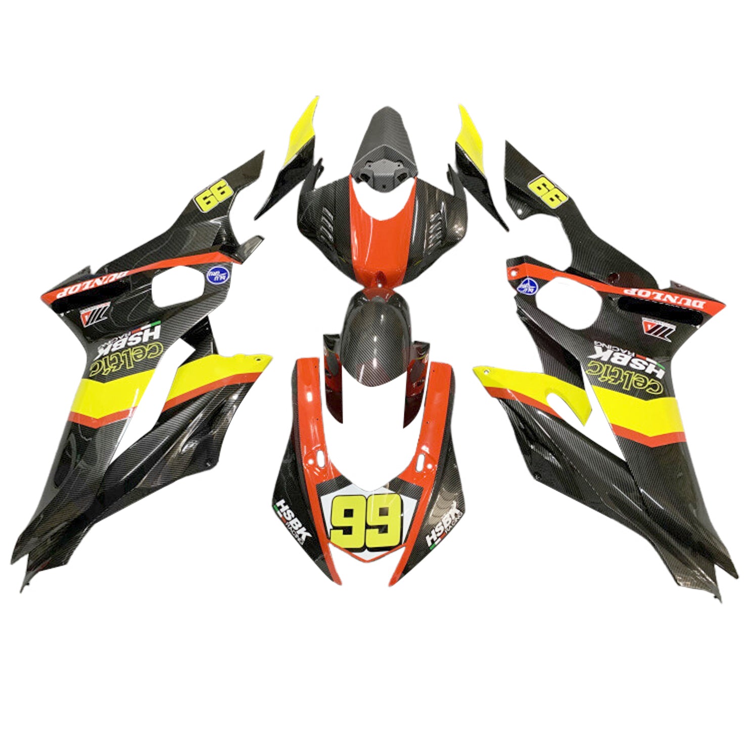 Amotopart 2017-2023 Yamaha YZF R6 Kit de carénage noir orange jaune