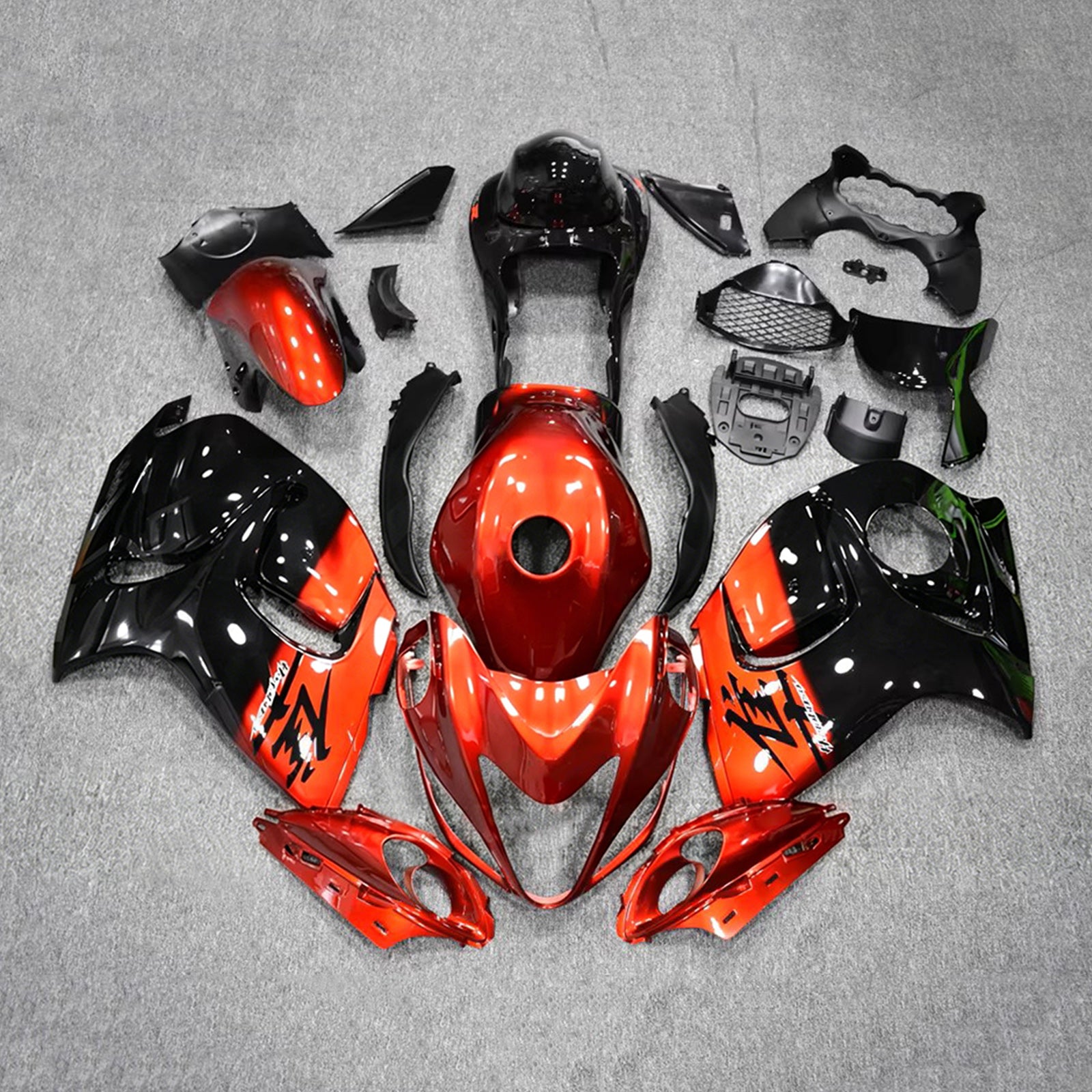 Amotopart 2008-2020 Suzuki Hayabusa GSX1300R Orange/Black Fairing Kit
