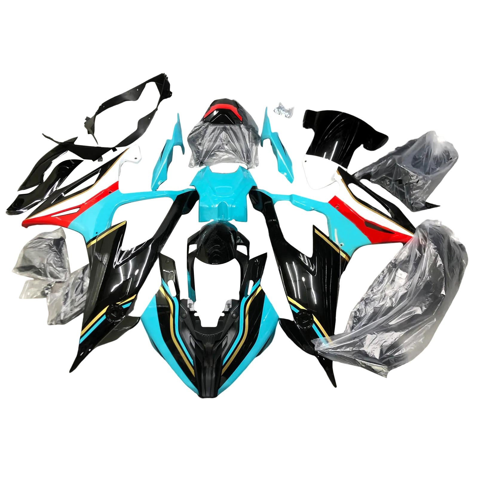 Amotopart BMW S1000RR 2019-2022 Blue&Red Style1 Fairing Kit