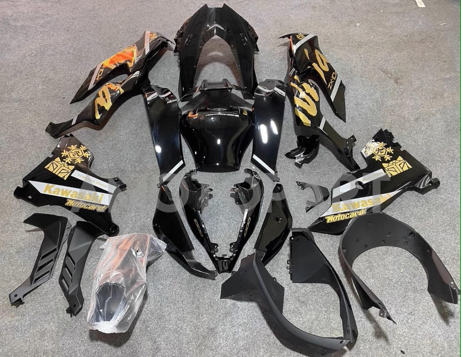 Amotopart 2021-2025 Kawasaki ZX 10RR ZX 10R Black Gold Fairing Kit