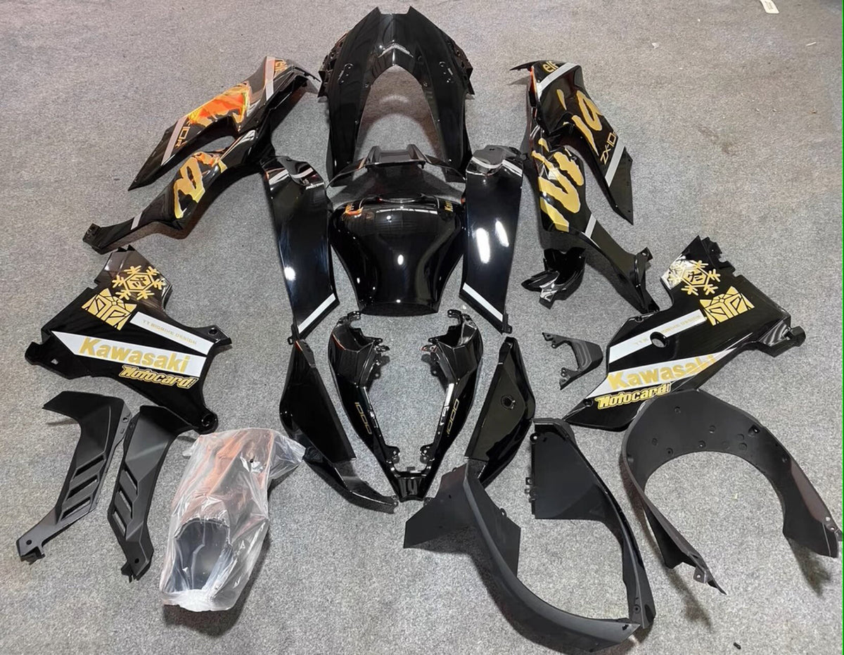 Amotopart 2021-2024 Kawasaki ZX 10RR ZX 10R Black Gold Fairing Kit