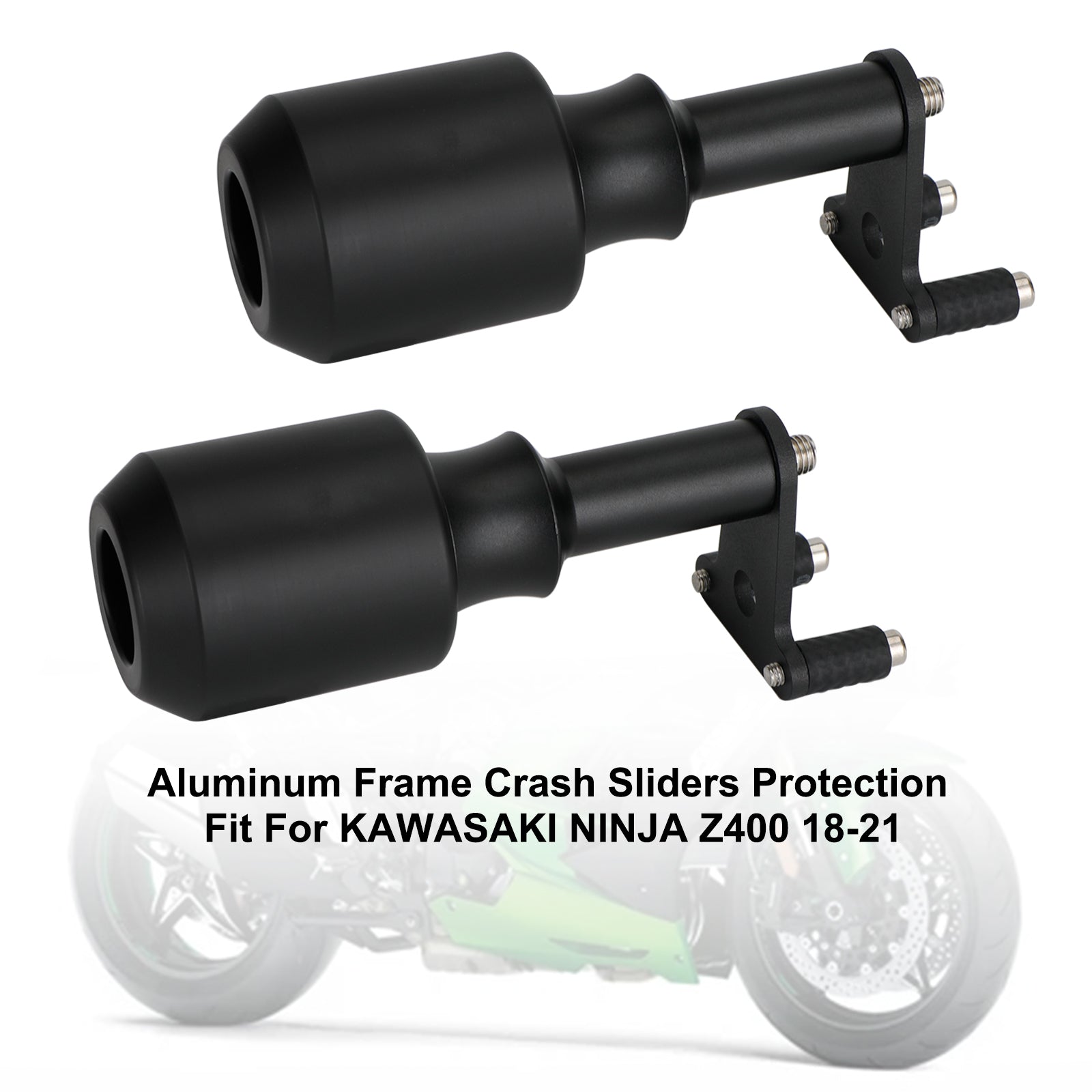 18-21 Kawasaki Ninja Z400 Aluminum Frame Crash Sliders Protection Black