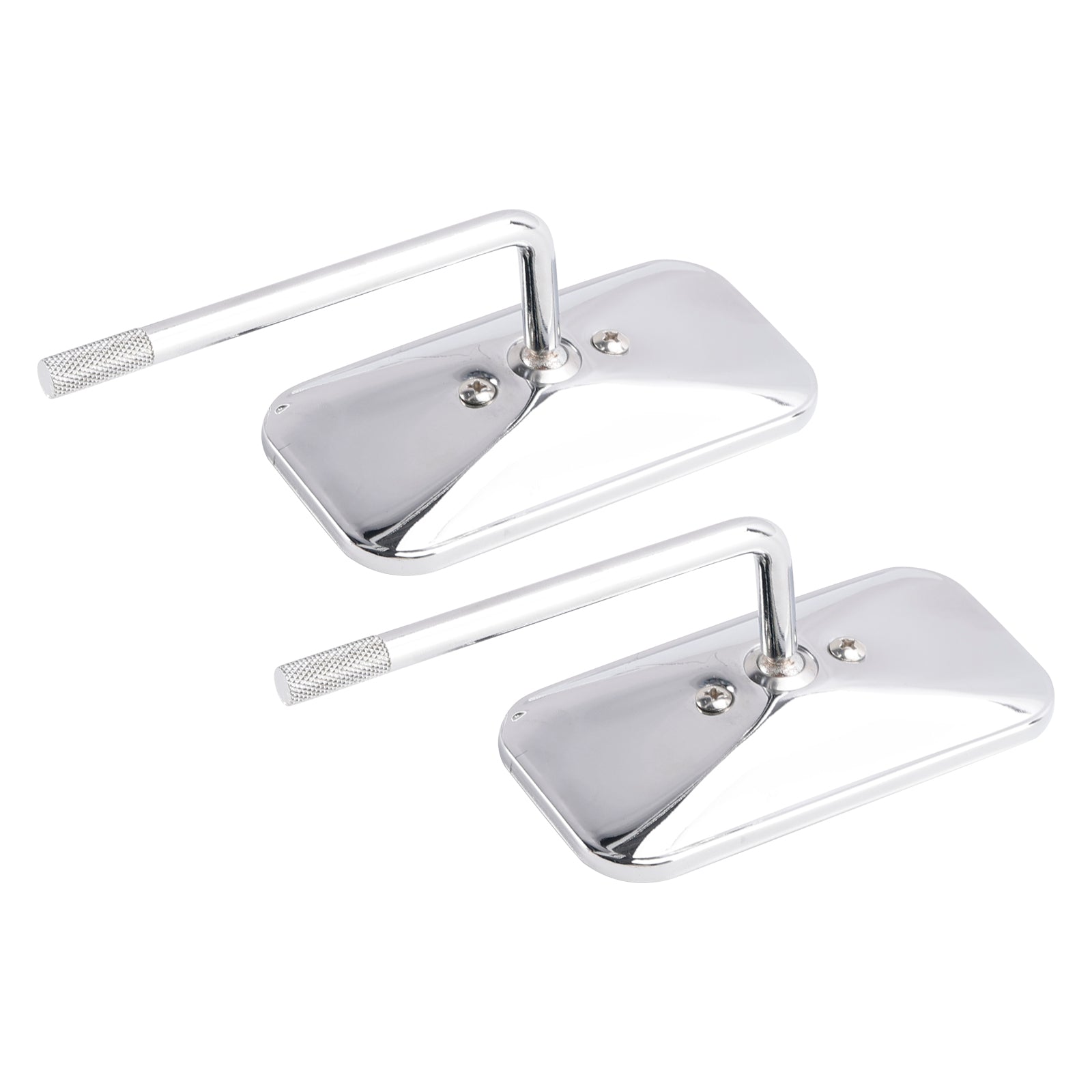 Old School Style Rectangular Clamp-On Motorcykelspeglar Chrome Brattstyle