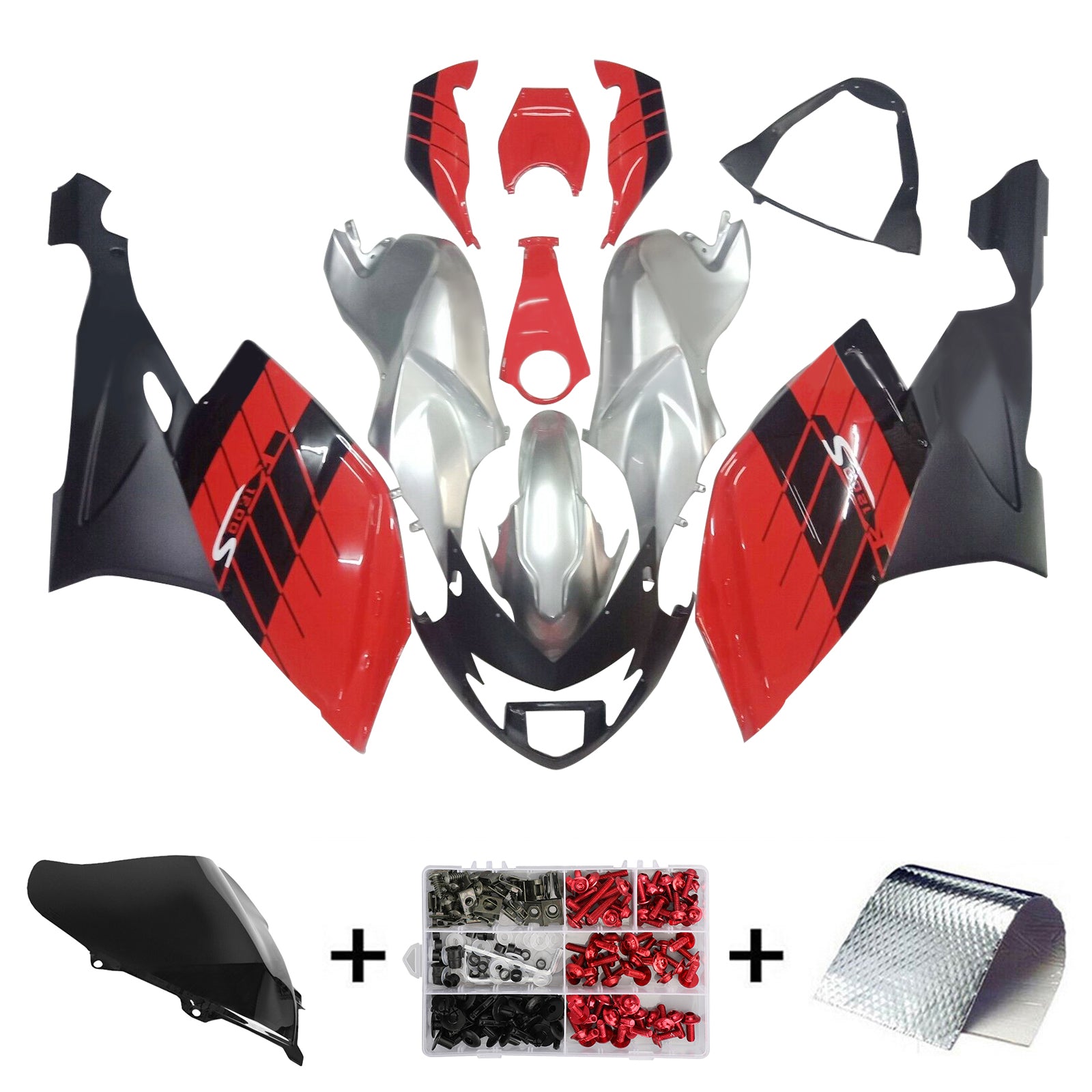 Amotopart 2005-2010 BMW K1200S Kit de carénage rouge et noir