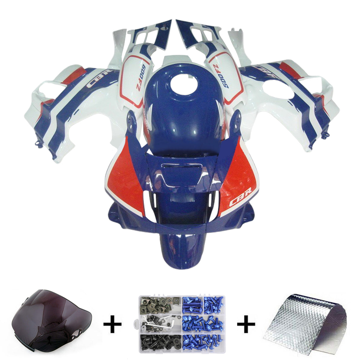 Amotopart 1991-1994 Honda CBR600 F2 Kit de carénage bleu blanc