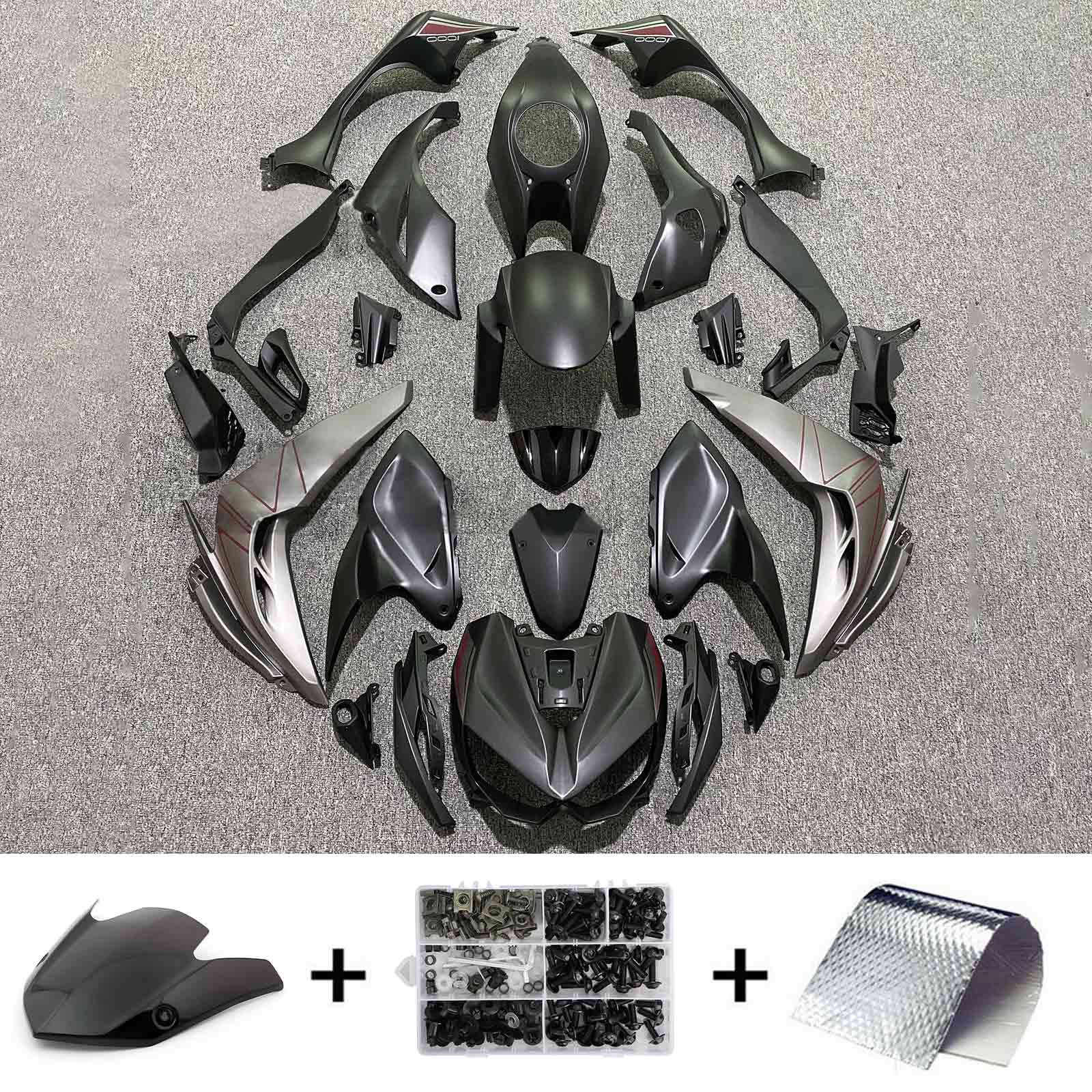 Amotopart 2014-2017 Z1000 Kawasaki Matte Black&Silver Fairing Kit