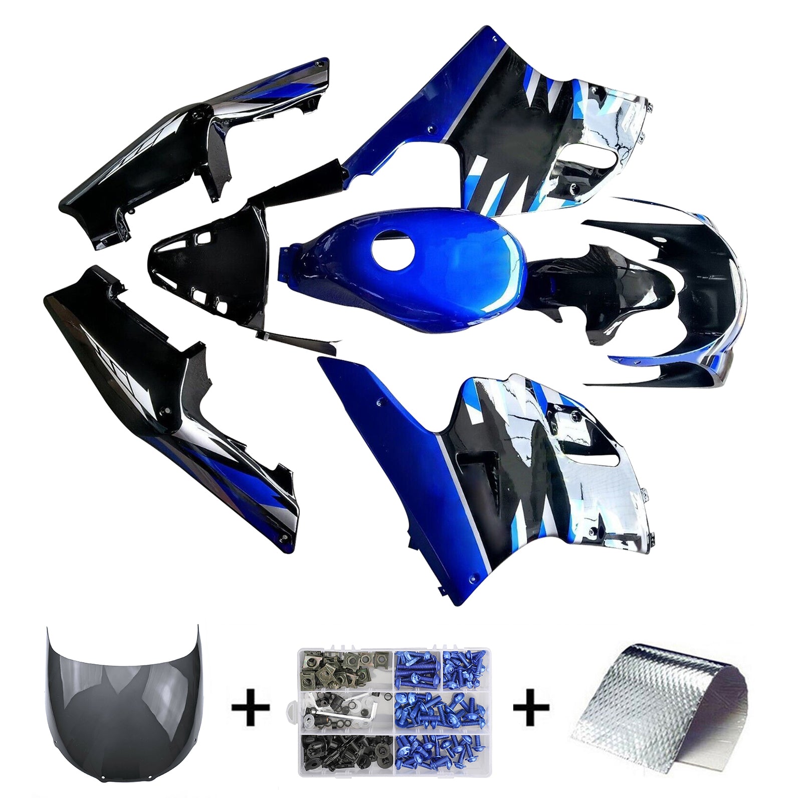 Amotopart 1991-1994 Yamaha TZR250 3XV Kit de carenado negro azul