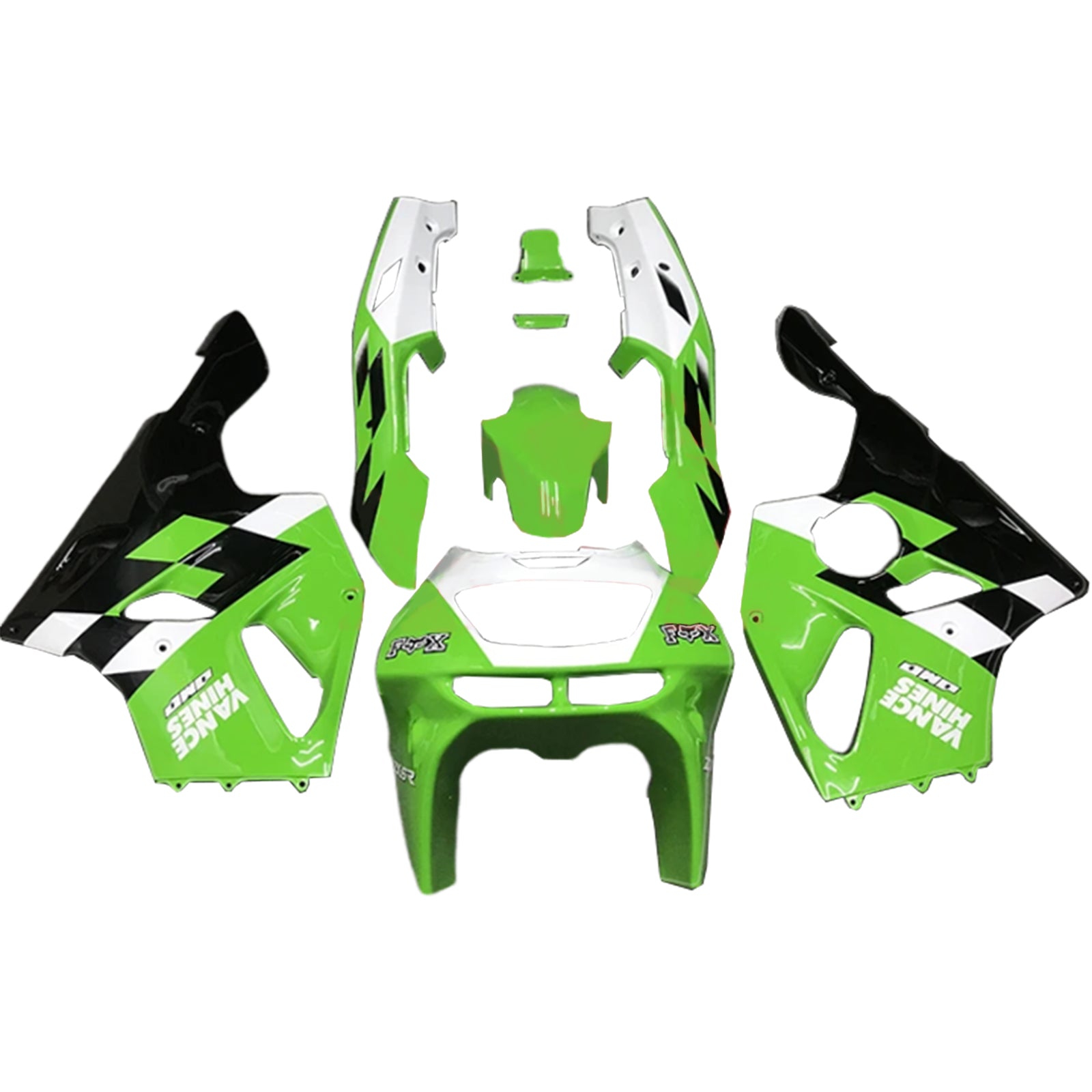 Amotopart 1996-2003 Kawasaki ZX7R Black White Light Green Fairing Kit