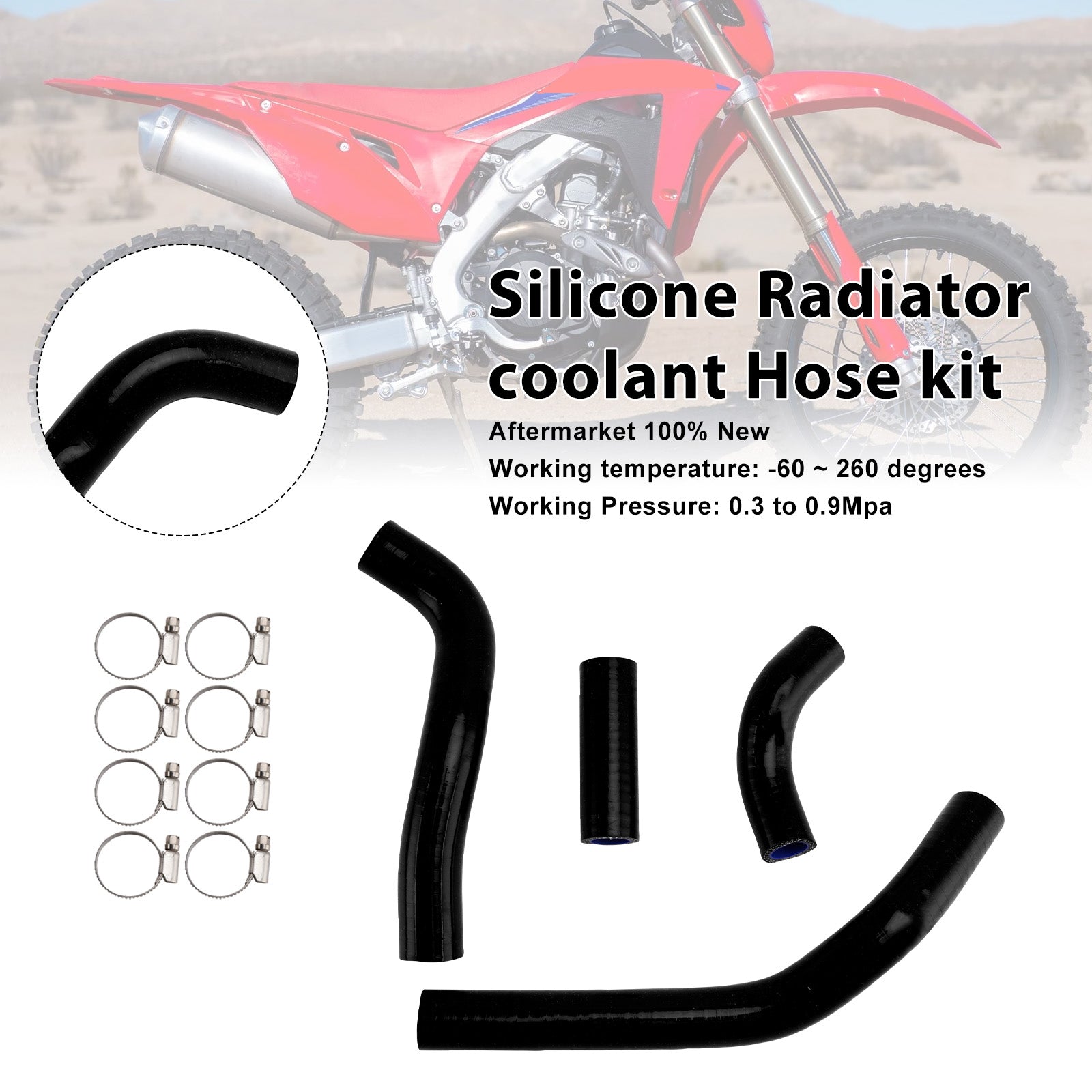 Honda CRF450R RX RWE 21-25 Silicone Radiator coolant Hose kit