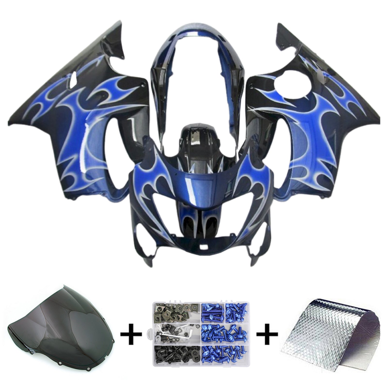 Amotopart 1999-2000 Honda CBR600F4 Kit de carenado negro azul