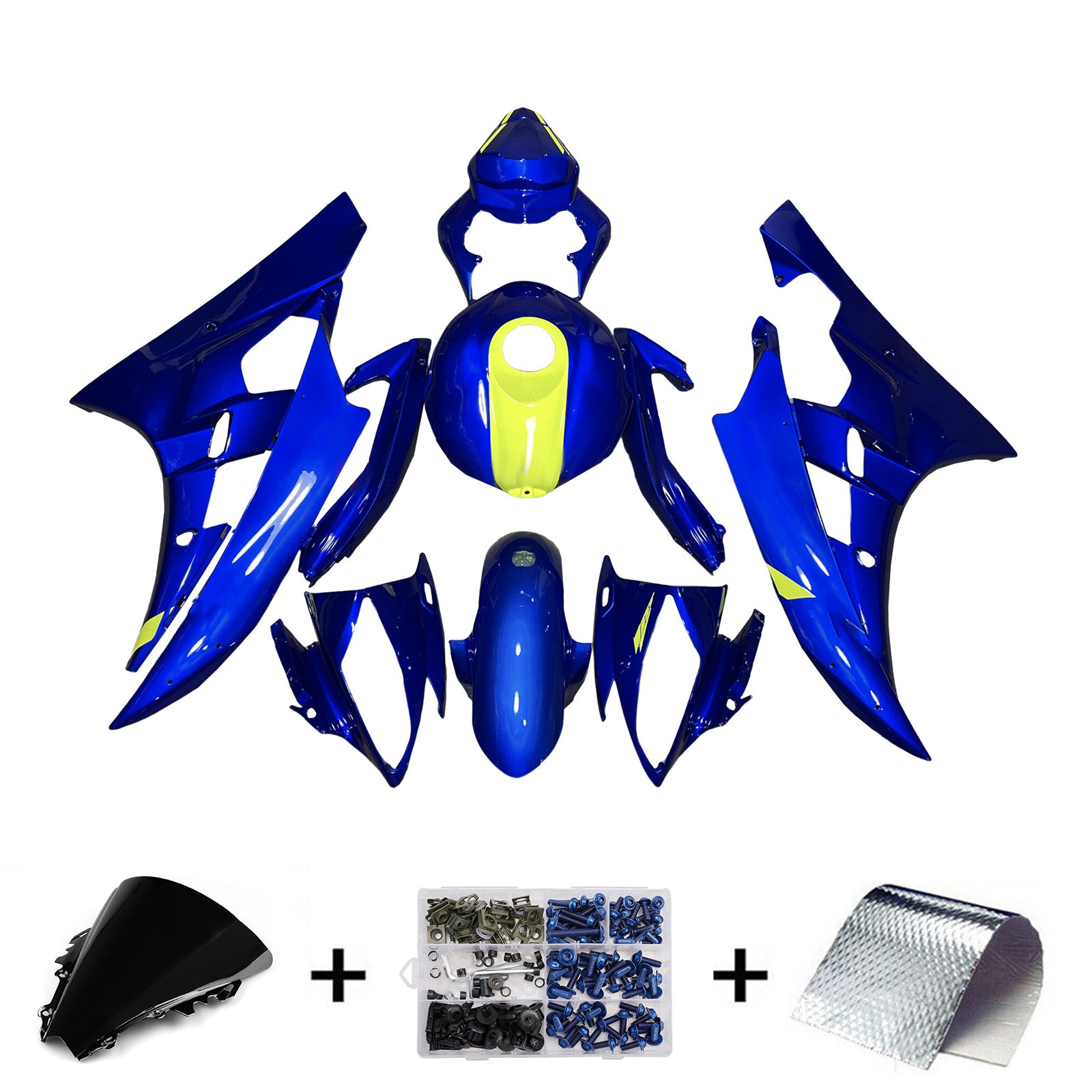Amotopart 2006-2007 Yamaha YZF-R6 Blue & Yellow Fairing Kit