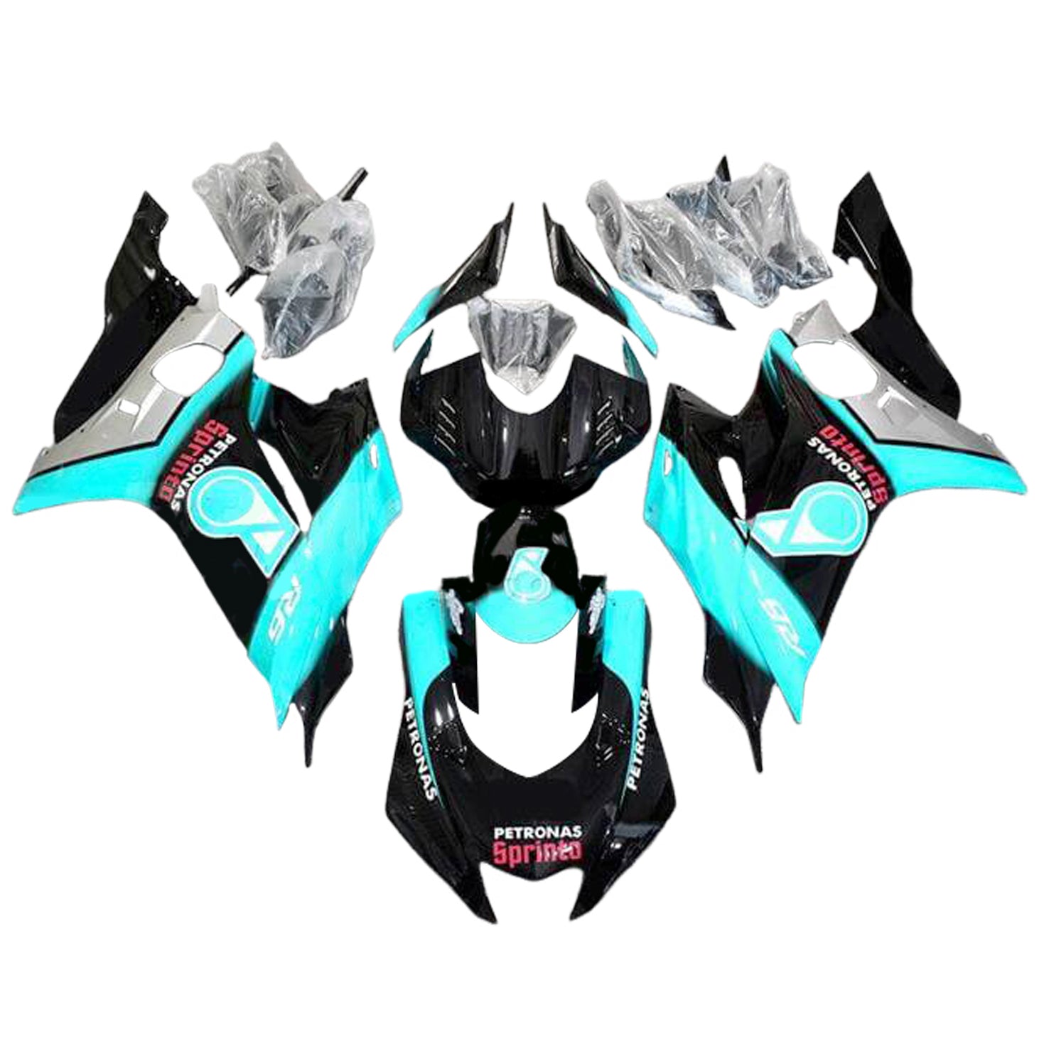 Amotopart 2017-2023 Yamaha YZF R6 Black Light Blue Fairing Kit