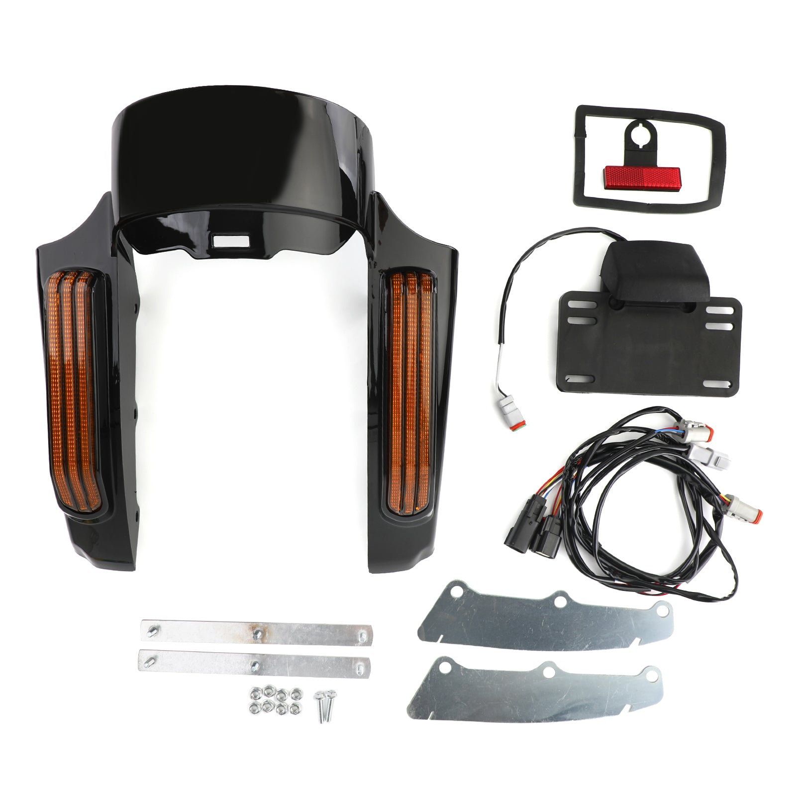 Lumière LED de garde-boue arrière adaptée pour Touring Road King FLHR Street Glide FLHX ambre