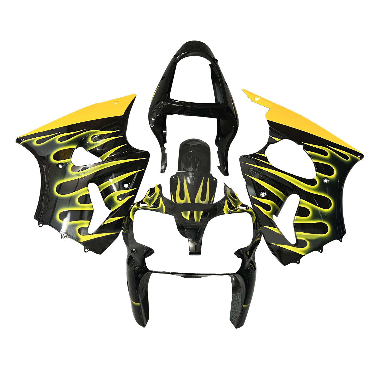 Amotopart Kawasaki 00-02 ZX6R 636 & 05-08 ZZR600 Schwarz Gelb Verkleidungssatz