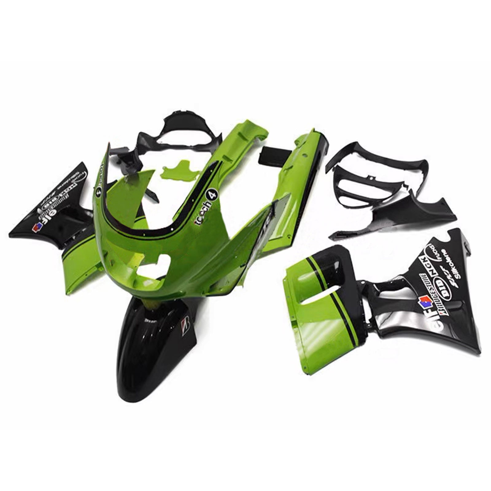 Amotopart ZZR400 1993-2007 ZZR600 1998-2003 Kawasaki Verde y Negro Style1 Kit de carenado