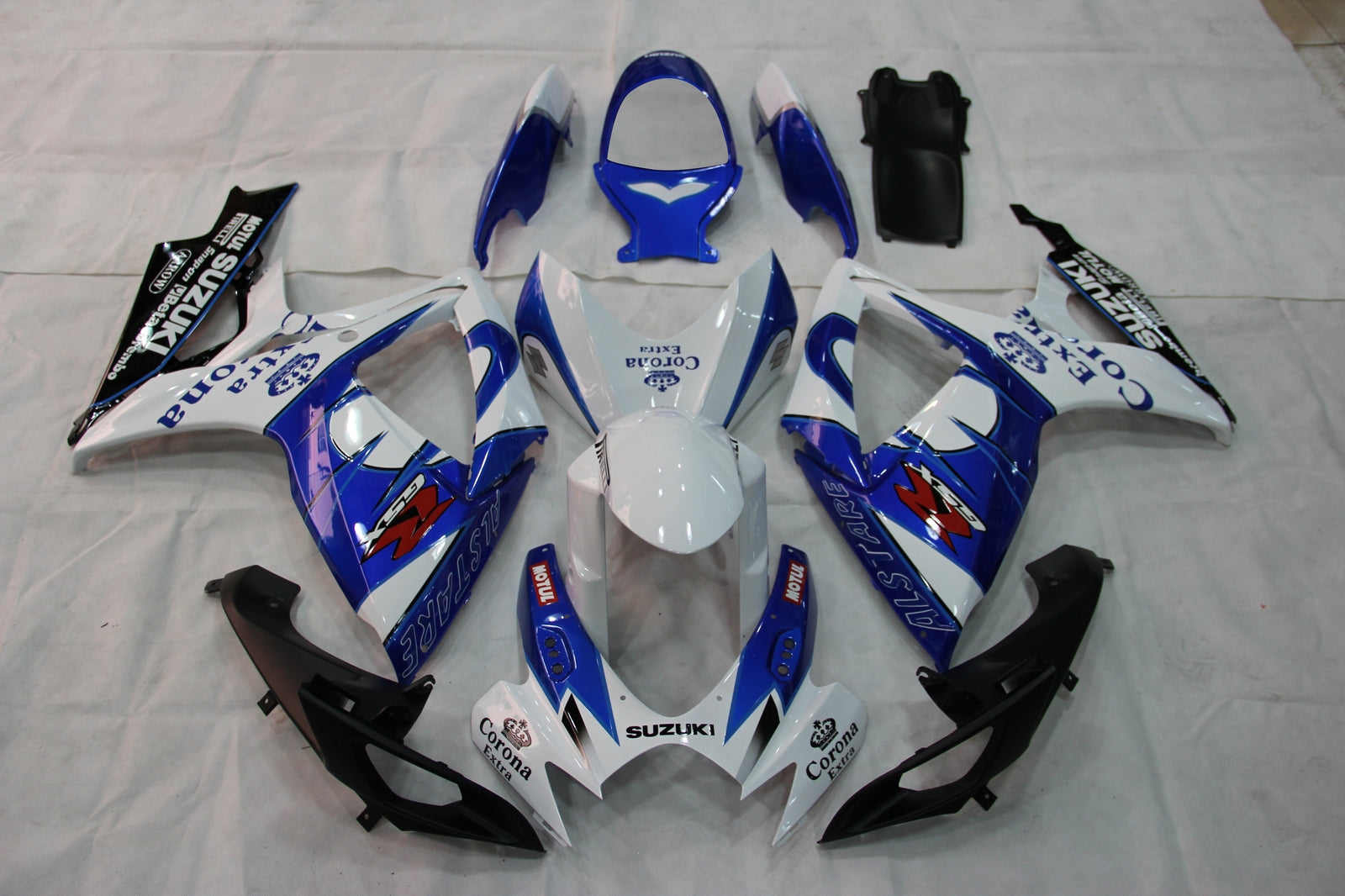 Amotopart 2006-2007 Suzuki GSXR 600/750 Black White Blue Fairing Kit