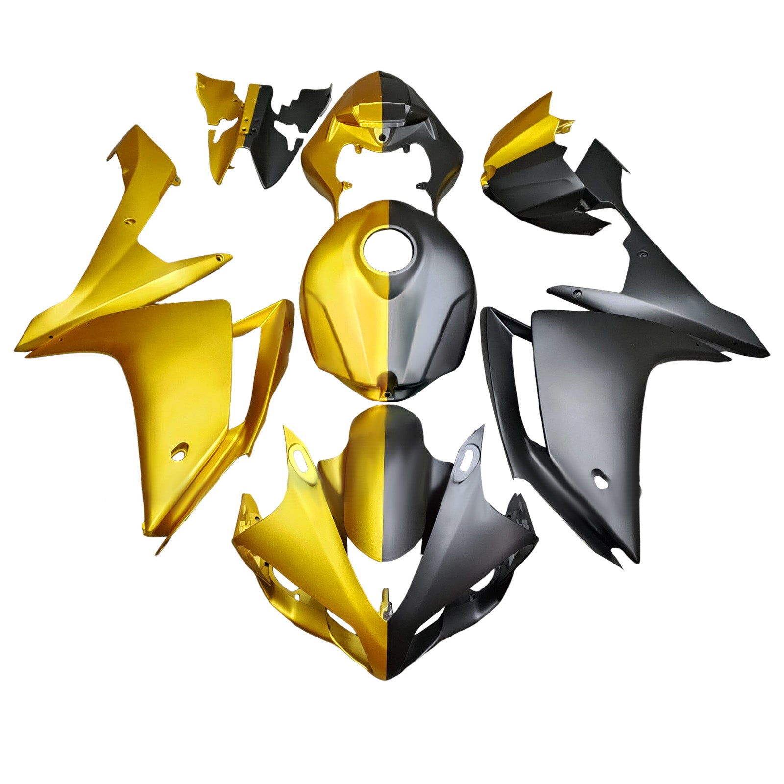 Amotopart 2007-2008 Yamaha YZF-R1 Gold Black Fairing Kit