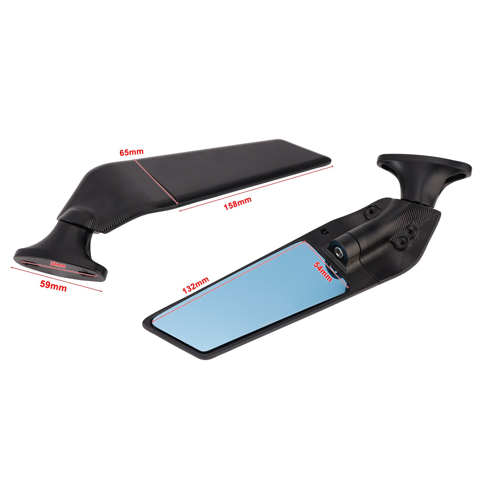 04-07 Honda CBR600RR 03-12 CBR1000RR Specchietti retrovisori neri con aletta girevole