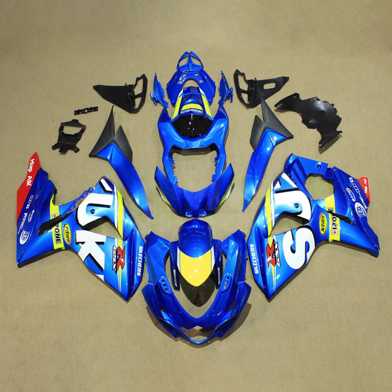 Amotopart 2009-2016 Suzuki GSXR1000 Blue White Yellow Fairing Kit