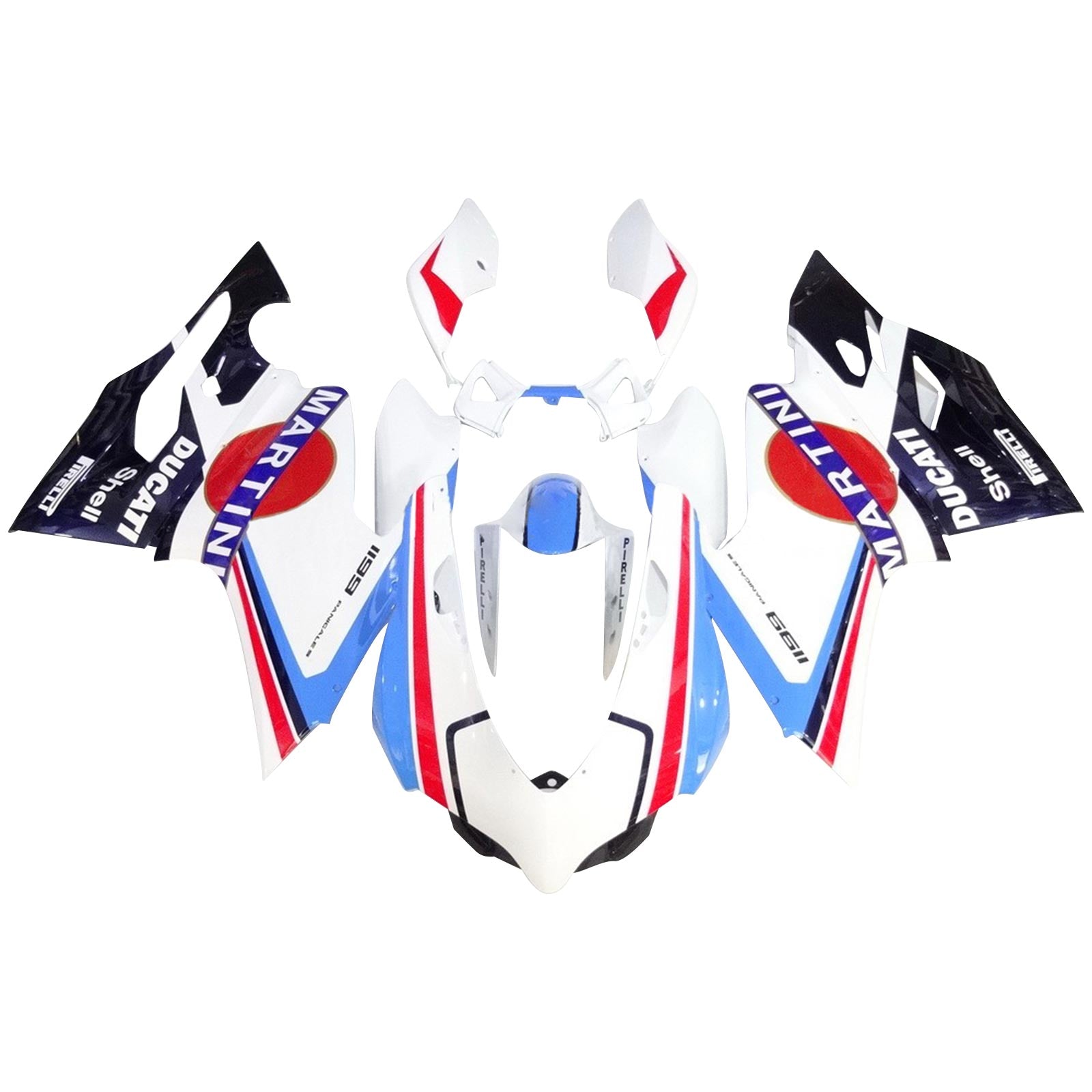 Amotopart Toutes les années Ducati 1098 1198 848 Kit de carénage de style rouge et bleu