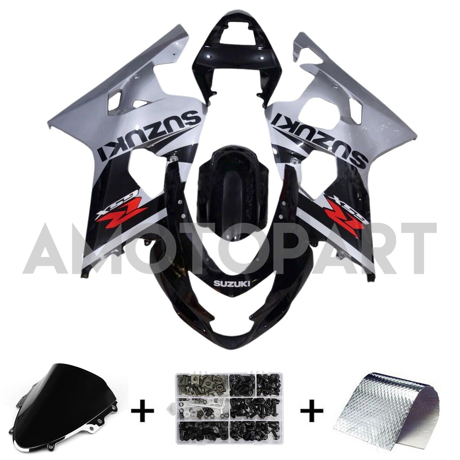 Amotopart 2004-2005 K4 GSXR 600/750 Suzuki Black & Grey Fairing Kit