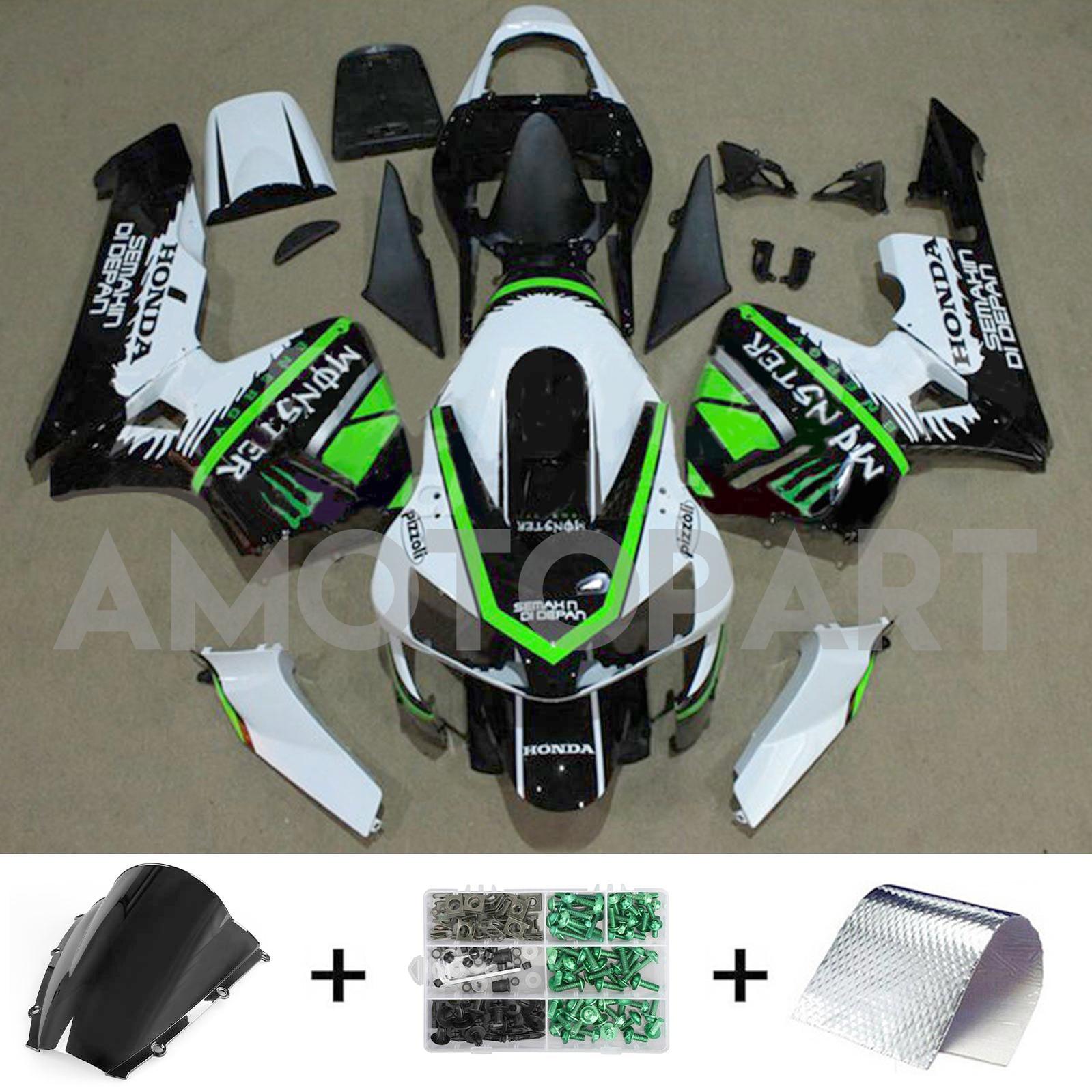 Amotopart 2003-2004 ホンダ CBR600RR ホワイト グリーン フェアリングキット