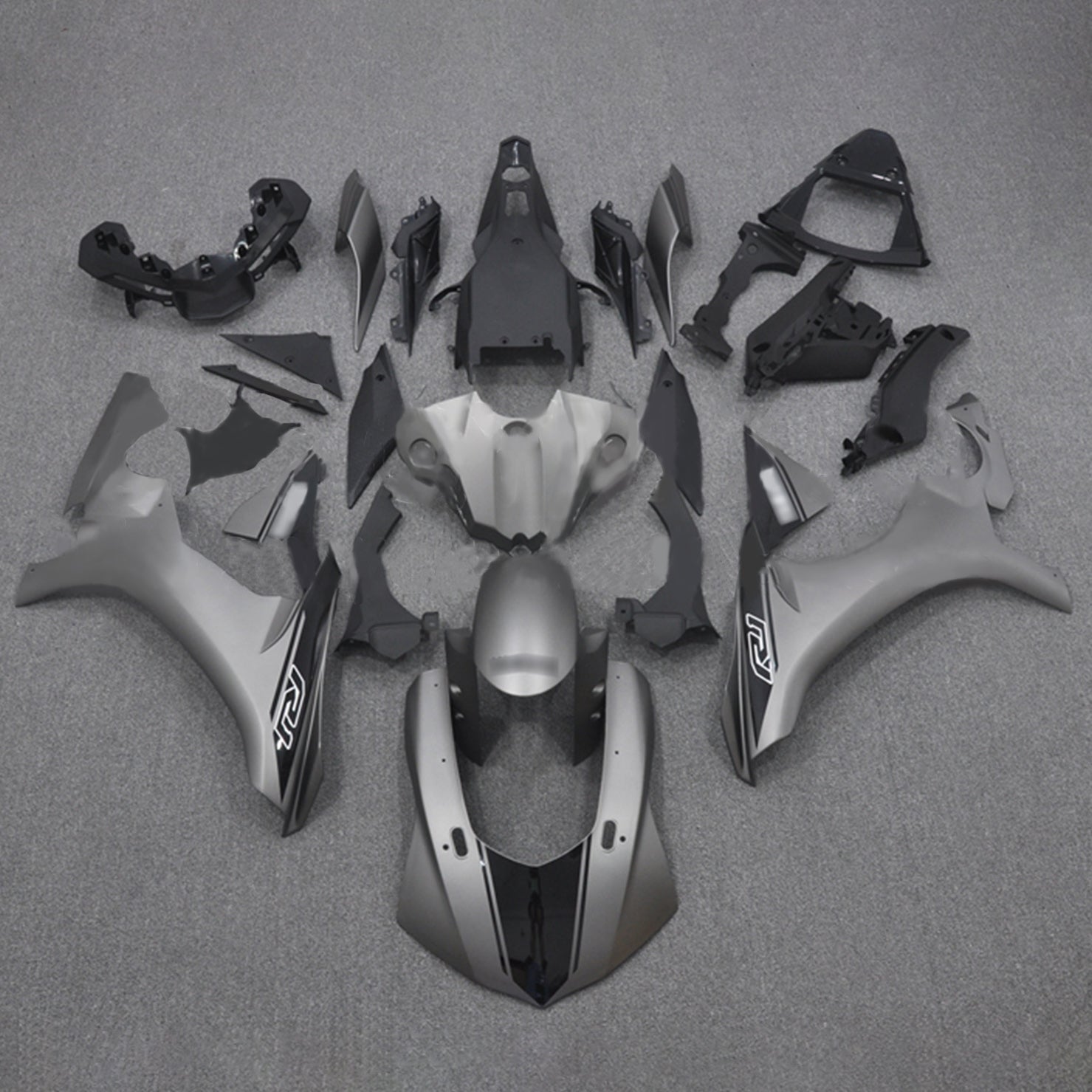 Amotopart Yamaha YZF 1000 R1 2015-2019 Kit de carénage gris et noir