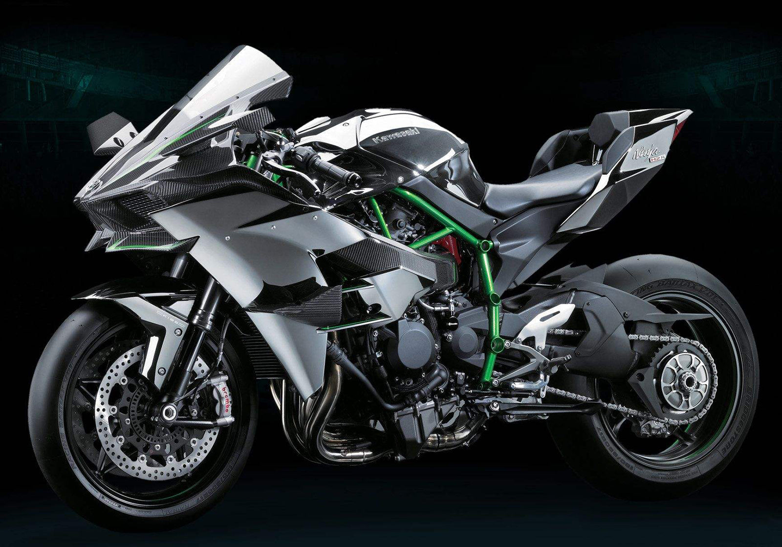 Amotopart 2015-2022 Kawasaki Ninja H2 グレー&シルバー フェアリングキット