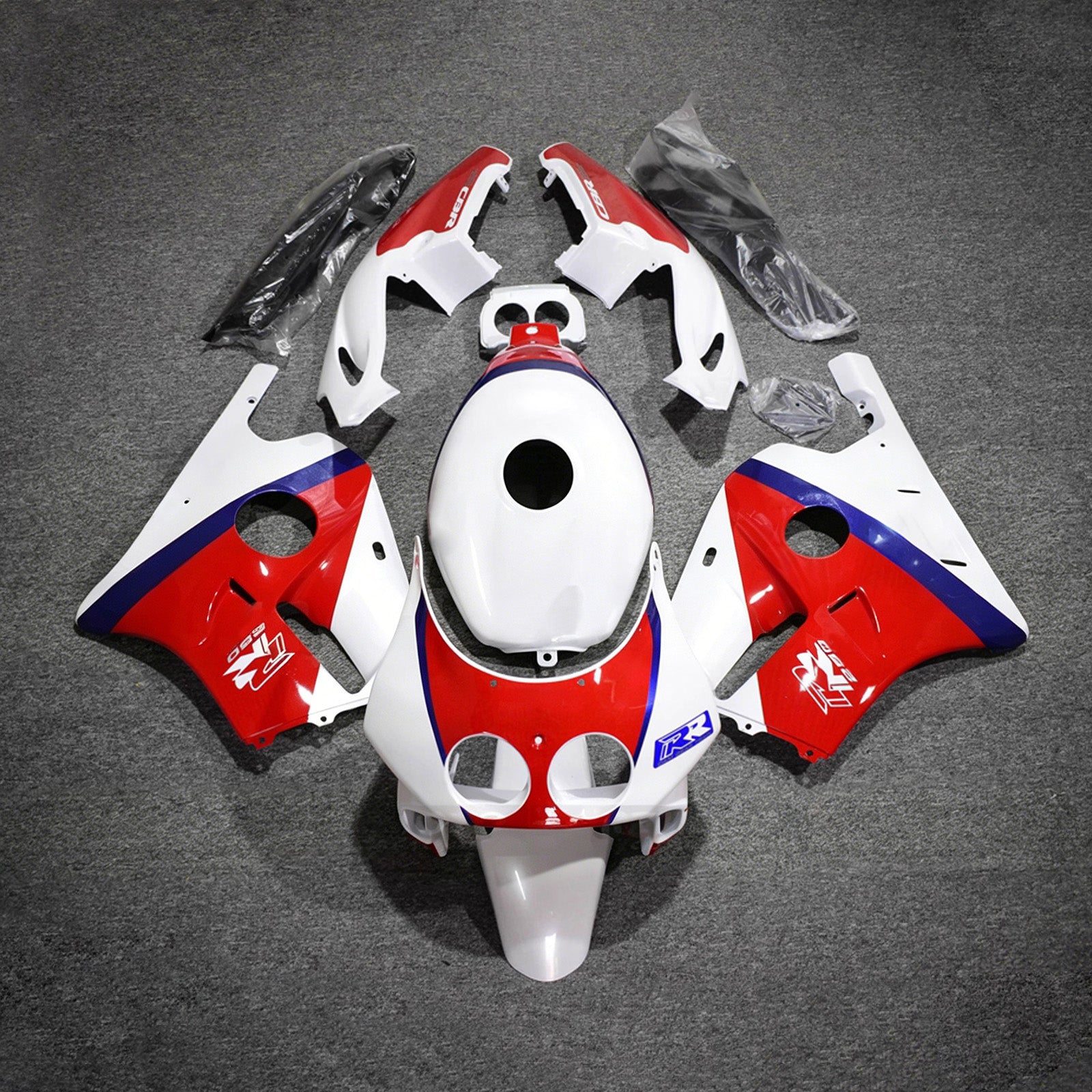 Amotopart 1990-1998 Honda CBR250RR MC22 White/Red Fairing Kit