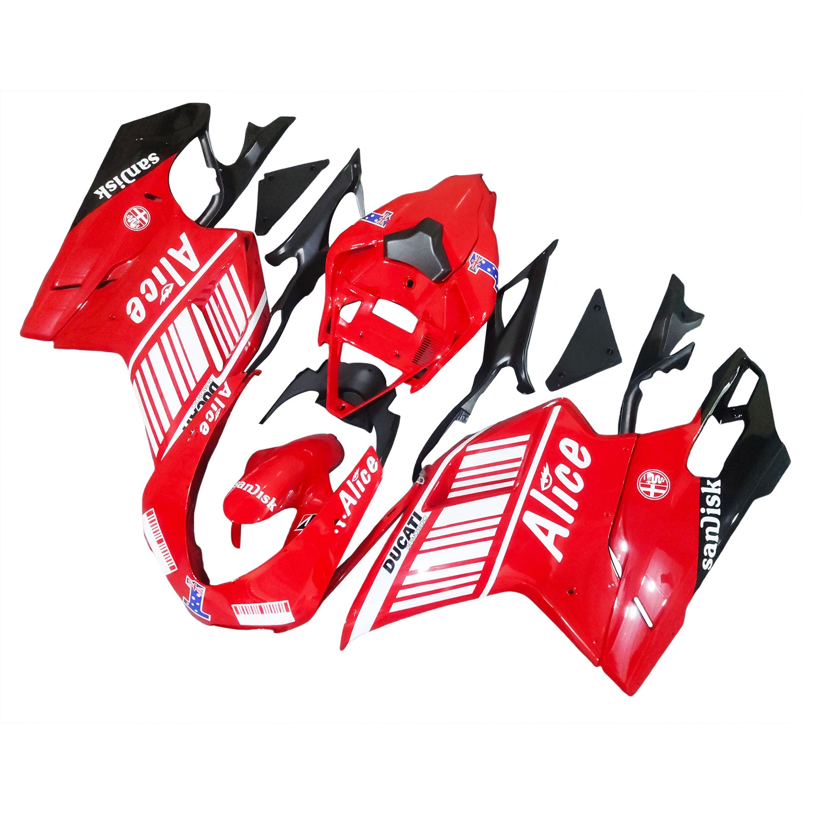 Amotopart 2007-2011 Ducati 1098/1198/848 Red Black White Fairing Kit
