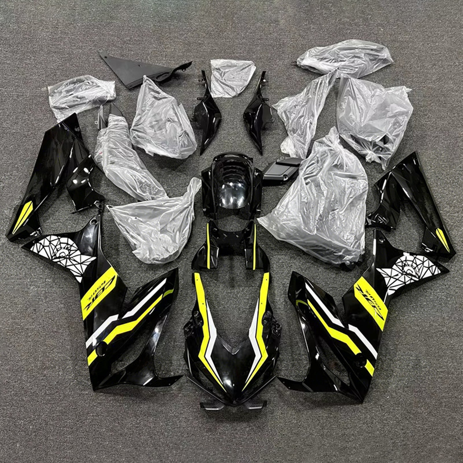 Amotopart 2019-2020 Honda CBR650R Black/Yellow Fairing Kit