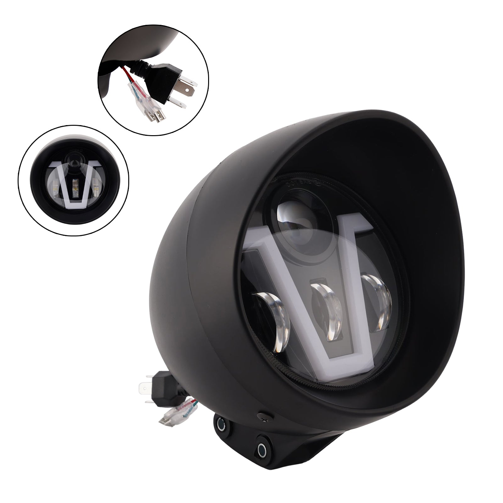 5.75" Motorcycle Spotlight Headlight Led 4000lm For Cruise Cafe Racer Chrome