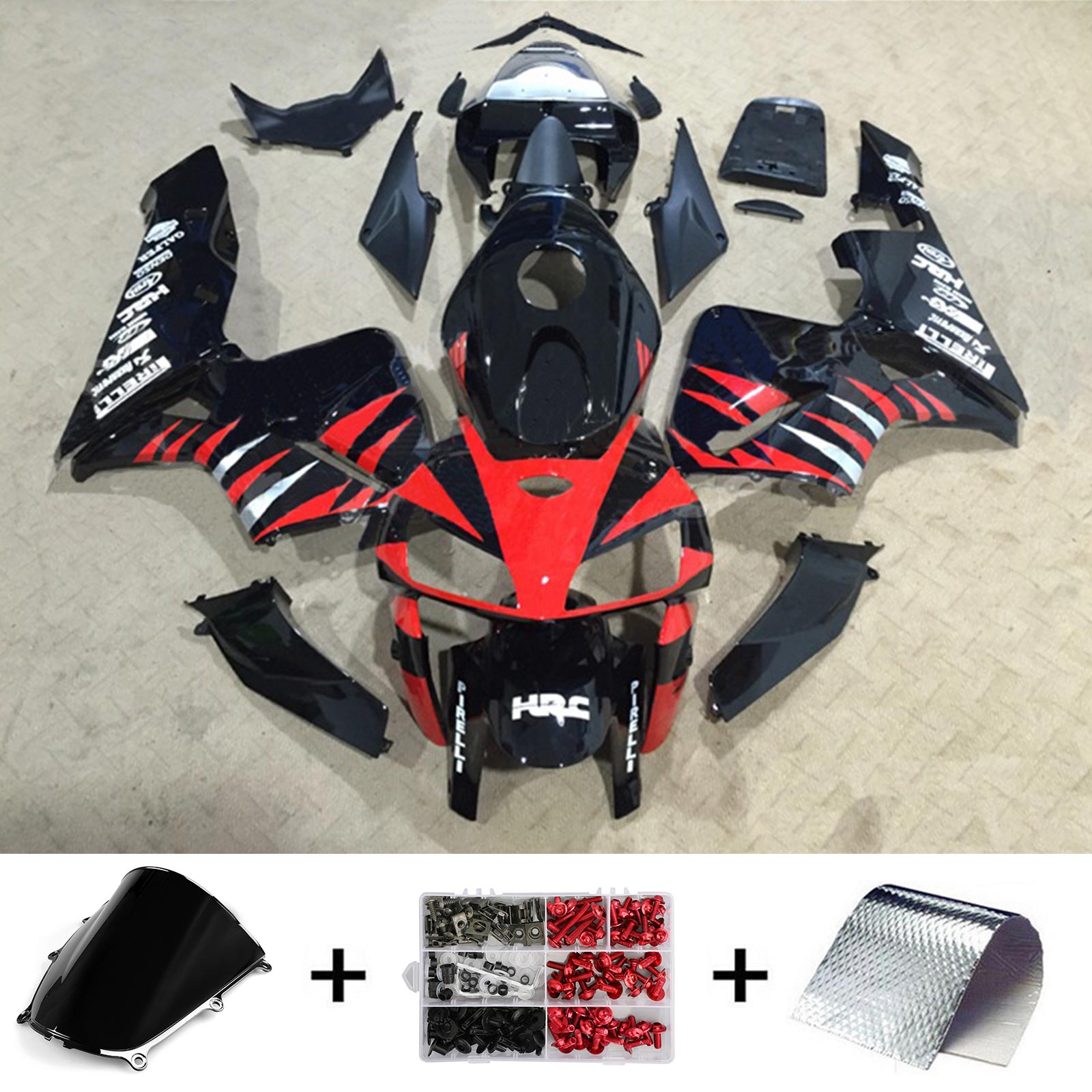 Amotopart 2005-2006 Honda CBR600RR Kit de carenado rojo blanco negro