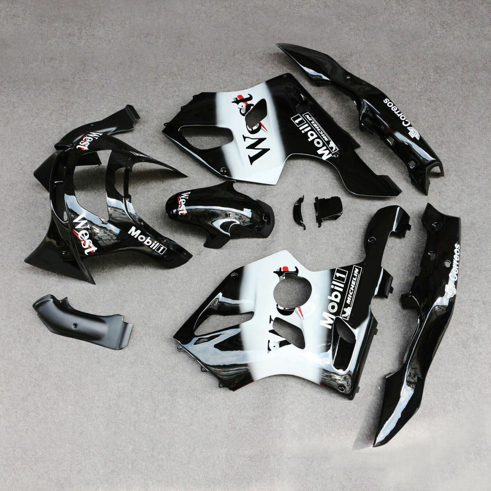 Amotopart 1994-1997 Kawasaki ZX-6R White&Black Fairing Kit