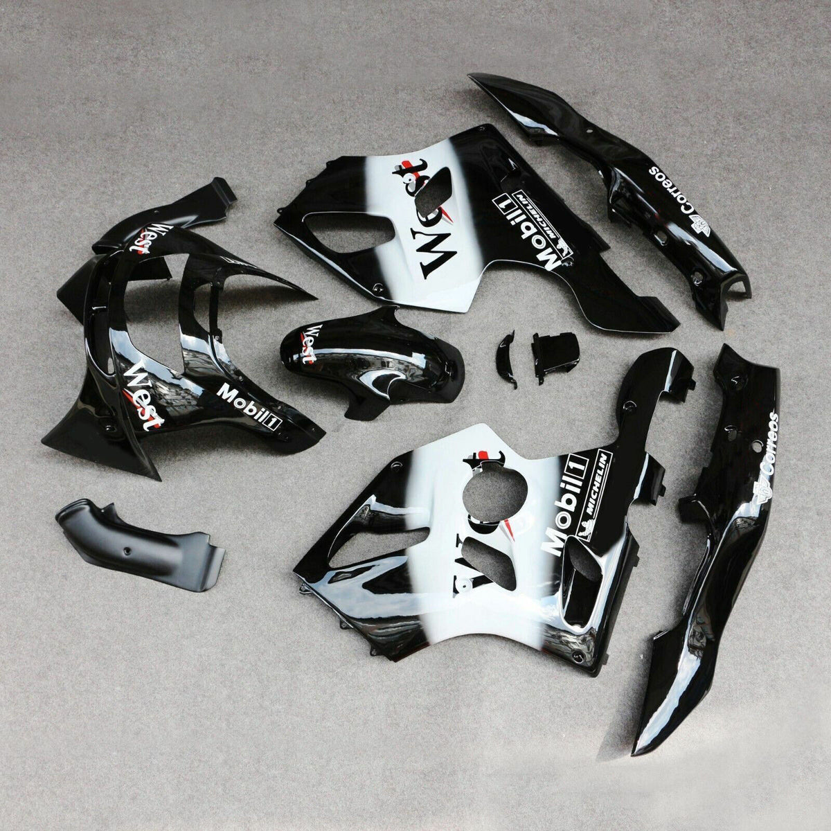 Kit carena Amotopart 1994-1997 Kawasaki ZX-6R bianco e nero