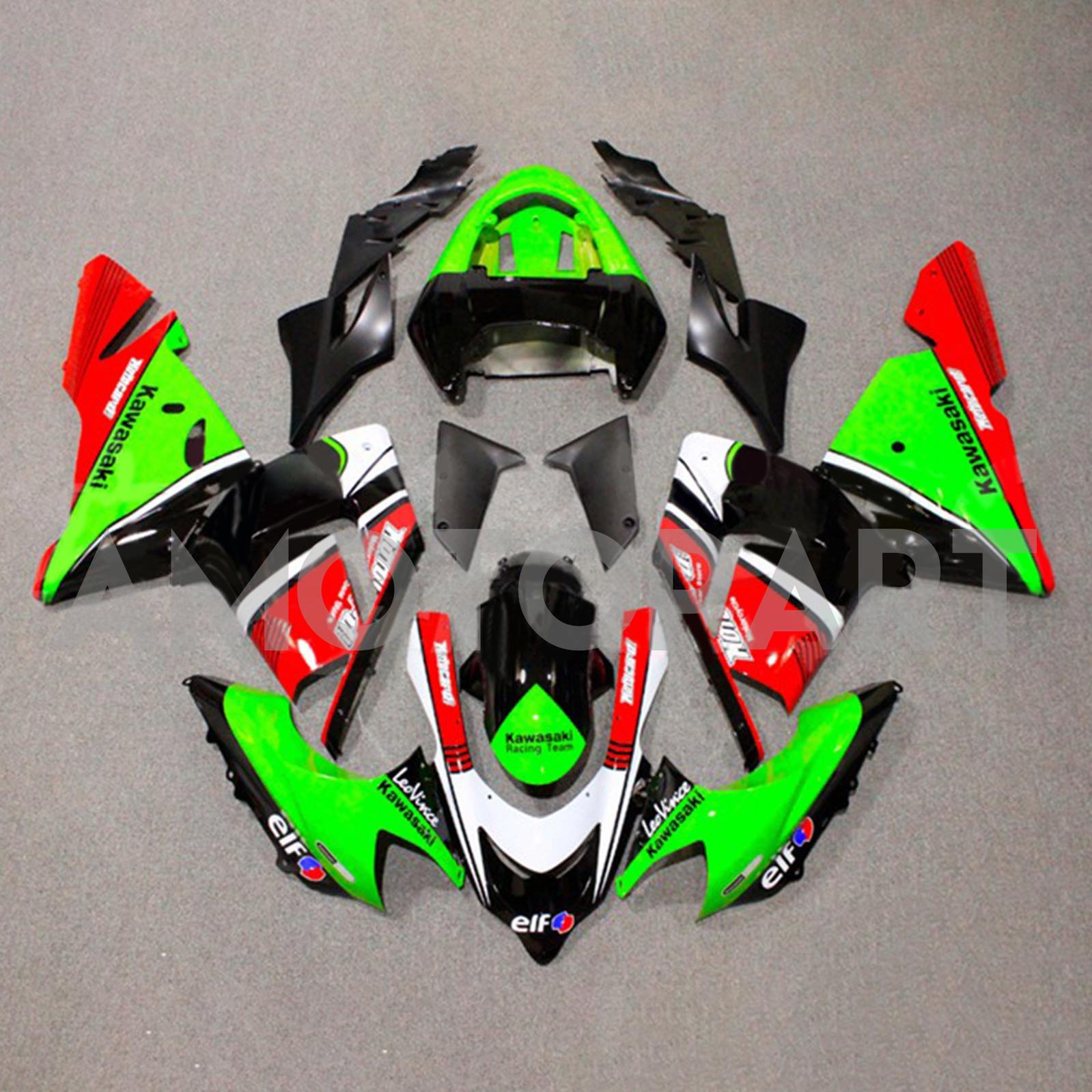 Amotopart 2004-2005 ZX10R Kawasaki Green & Red Fairing Kit