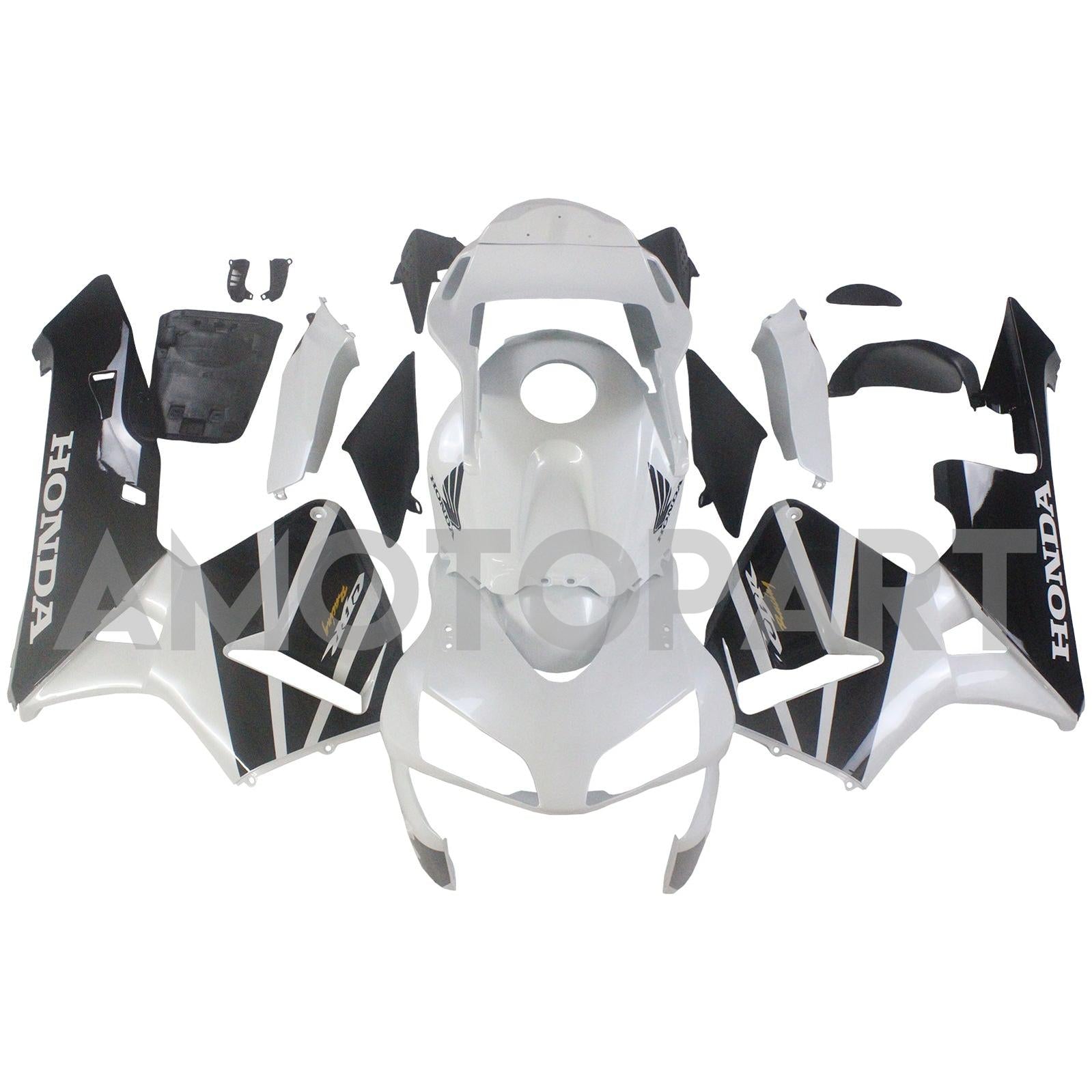 Amotopart 2003–2004 Honda CBR600RR Weiß Schwarz Verkleidungsset