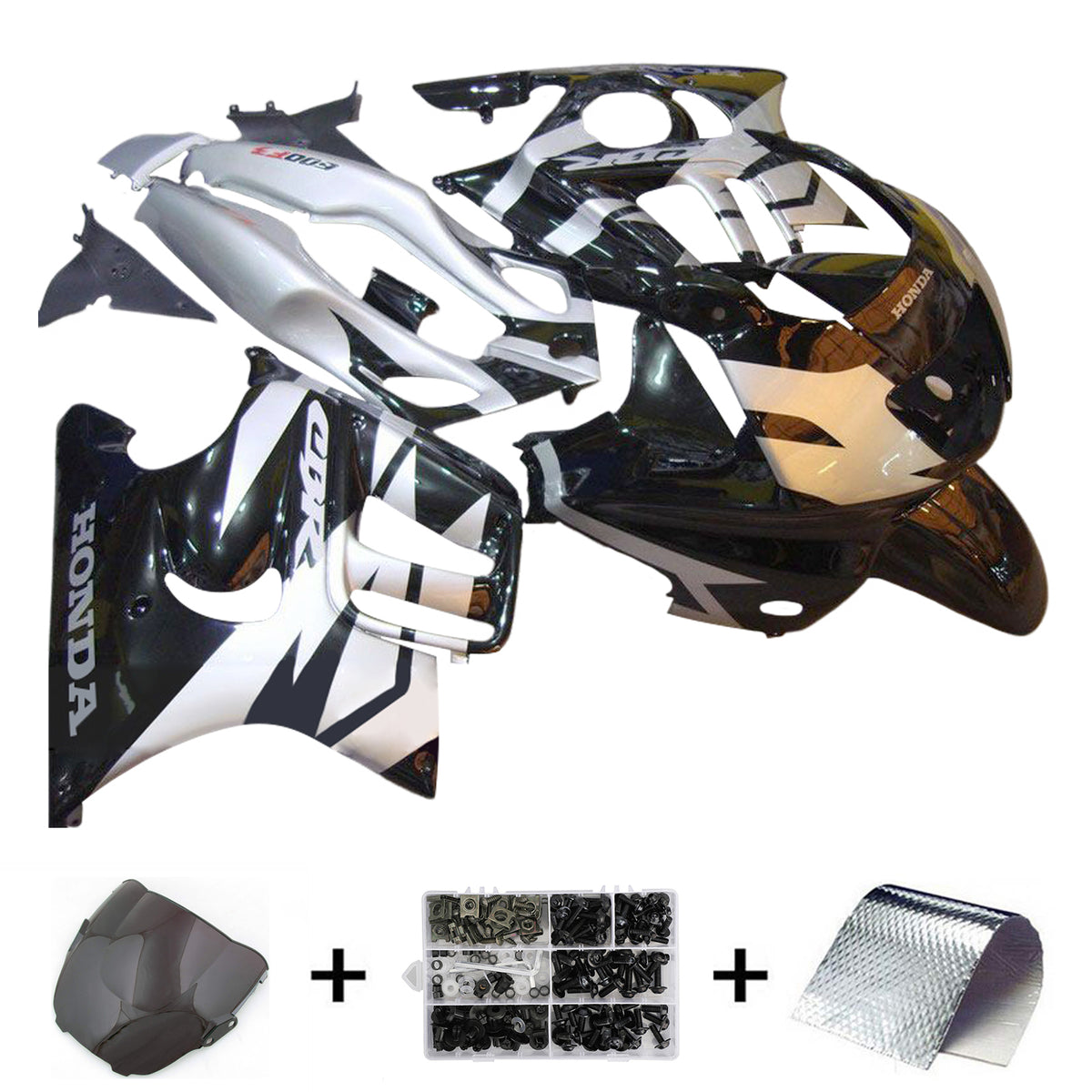 Amotopart 1995-1996 Honda CBR600 F3 Kit de carenado negro gris y logotipo