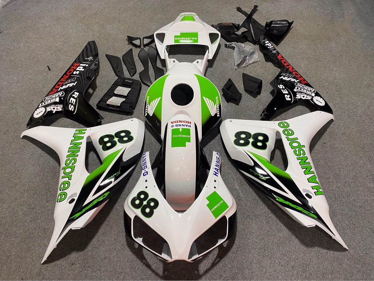 Amotopart 2006-2007 Honda CBR1000RR Kit de carénage blanc et vert