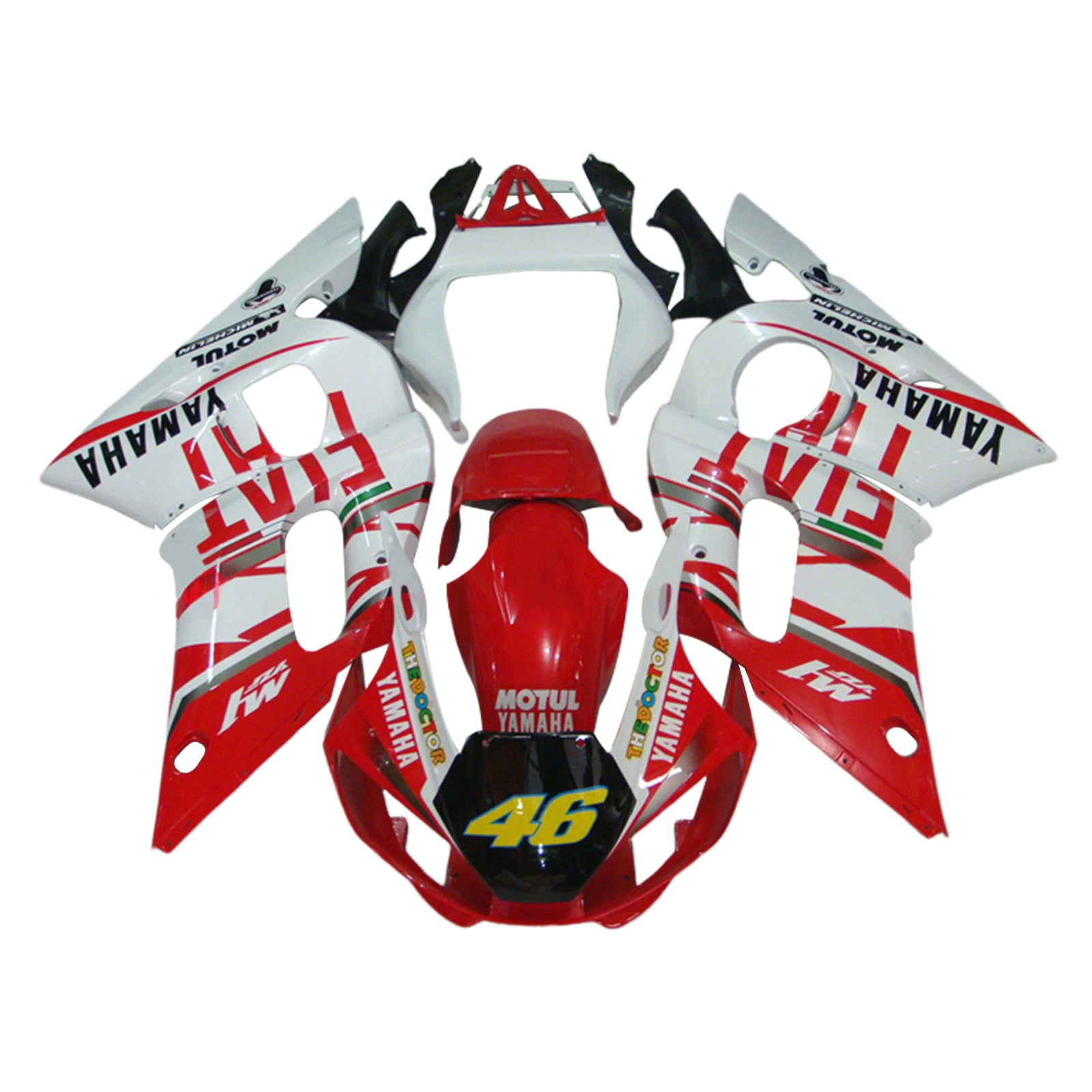 Amotopart 1998-2002 Yamaha YZF 600 R6 White&Red Style2 Fairing Kit