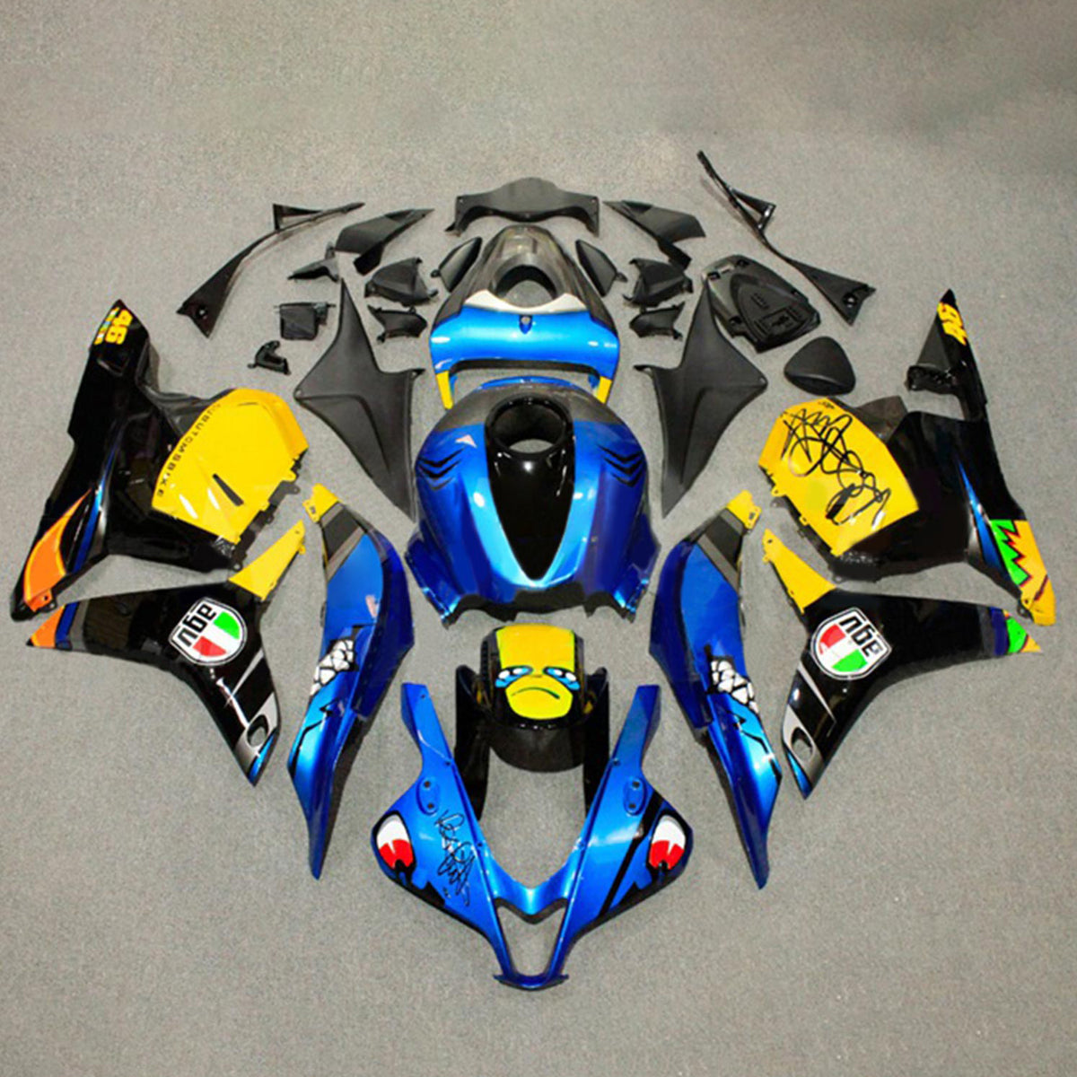 Amotopart 2009-2012 Honda CBR600RR Blue Yellow Black Fairing Kit