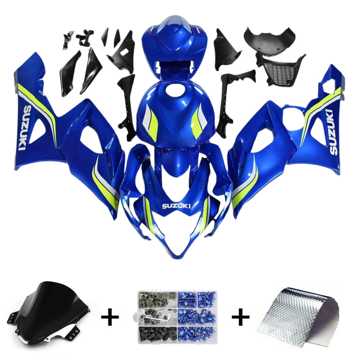 Amotopart 2005-2006 K5 GSXR1000 Suzuki Blue&Green Accents Fairing Kit