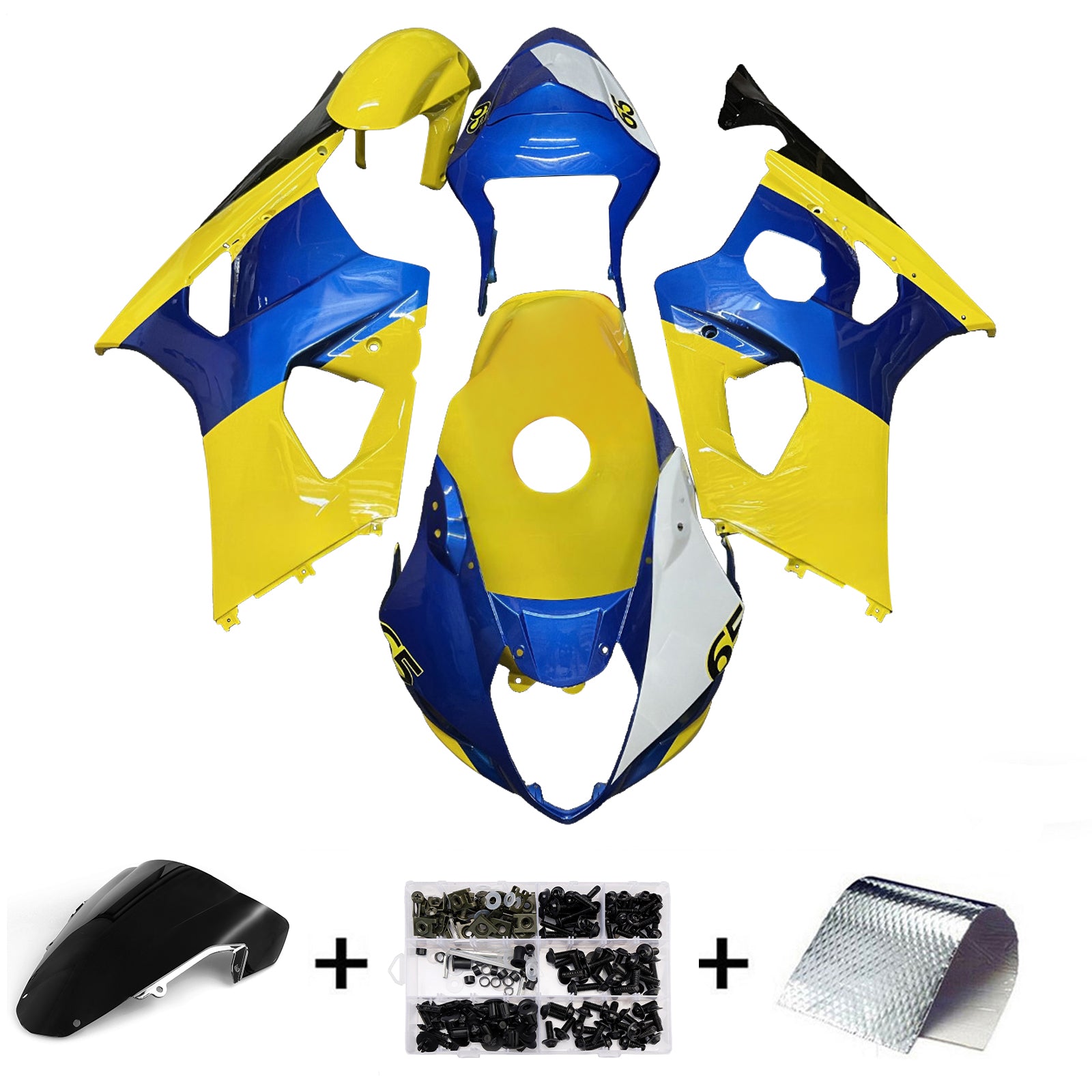 Amotopart 2003-2004 Suzuki GSXR1000 Yellow Blue Fairing Kit