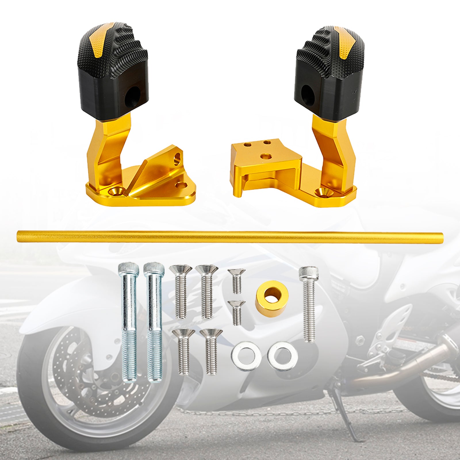 Protector Motor Crash Bunds Pad Slider Dorado Para Suzuki Gsxr1300 Hayabusa 21-23