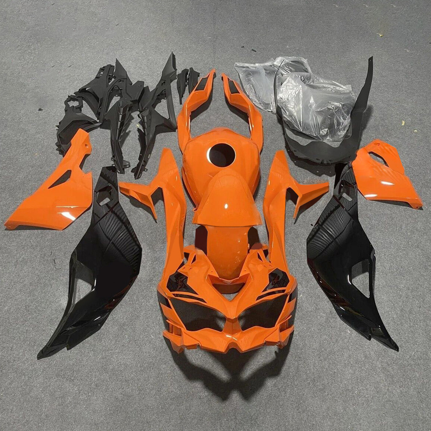 Amotopart 2019-2024 Ninja ZX-25R ZX-4R ZX-4RR Kawasaki Kit de carénage orange