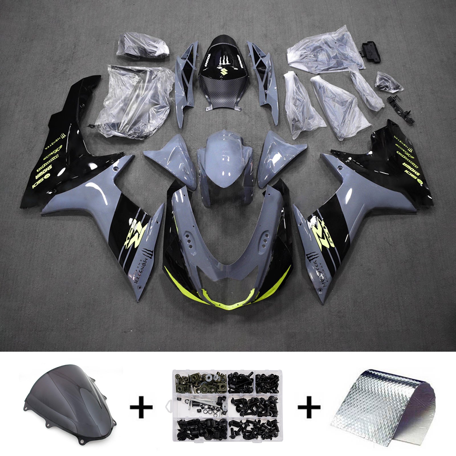 Amotopart 2011-2026 Suzuki GSXR 600/750 grijs zwart groen kuipset