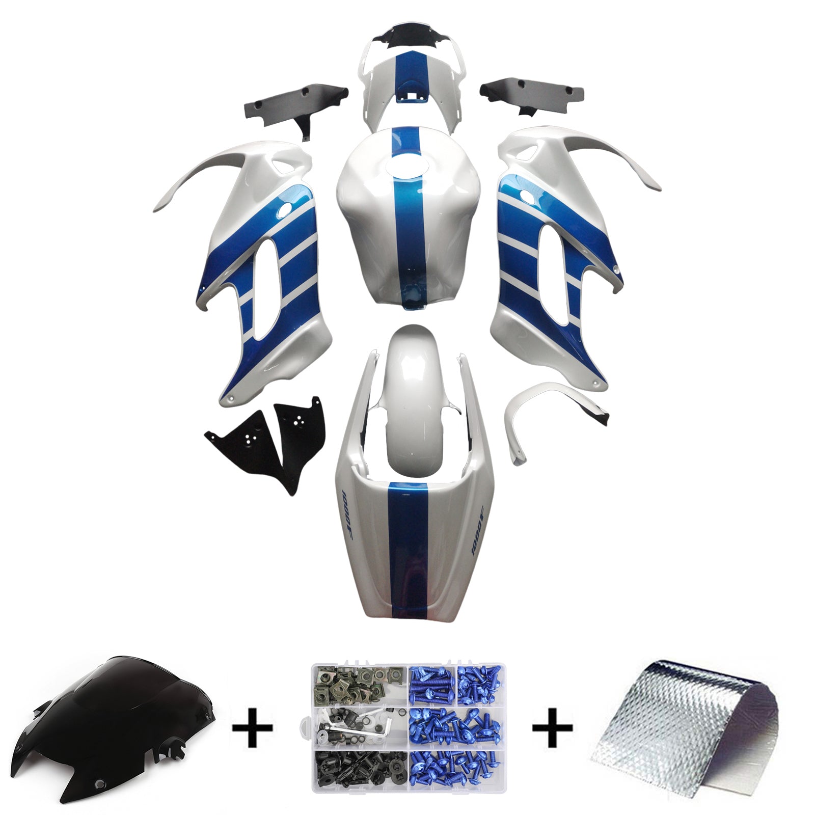 Amotopart 1997-2005 VTR1000F Honda White&Blue Fairing Kit