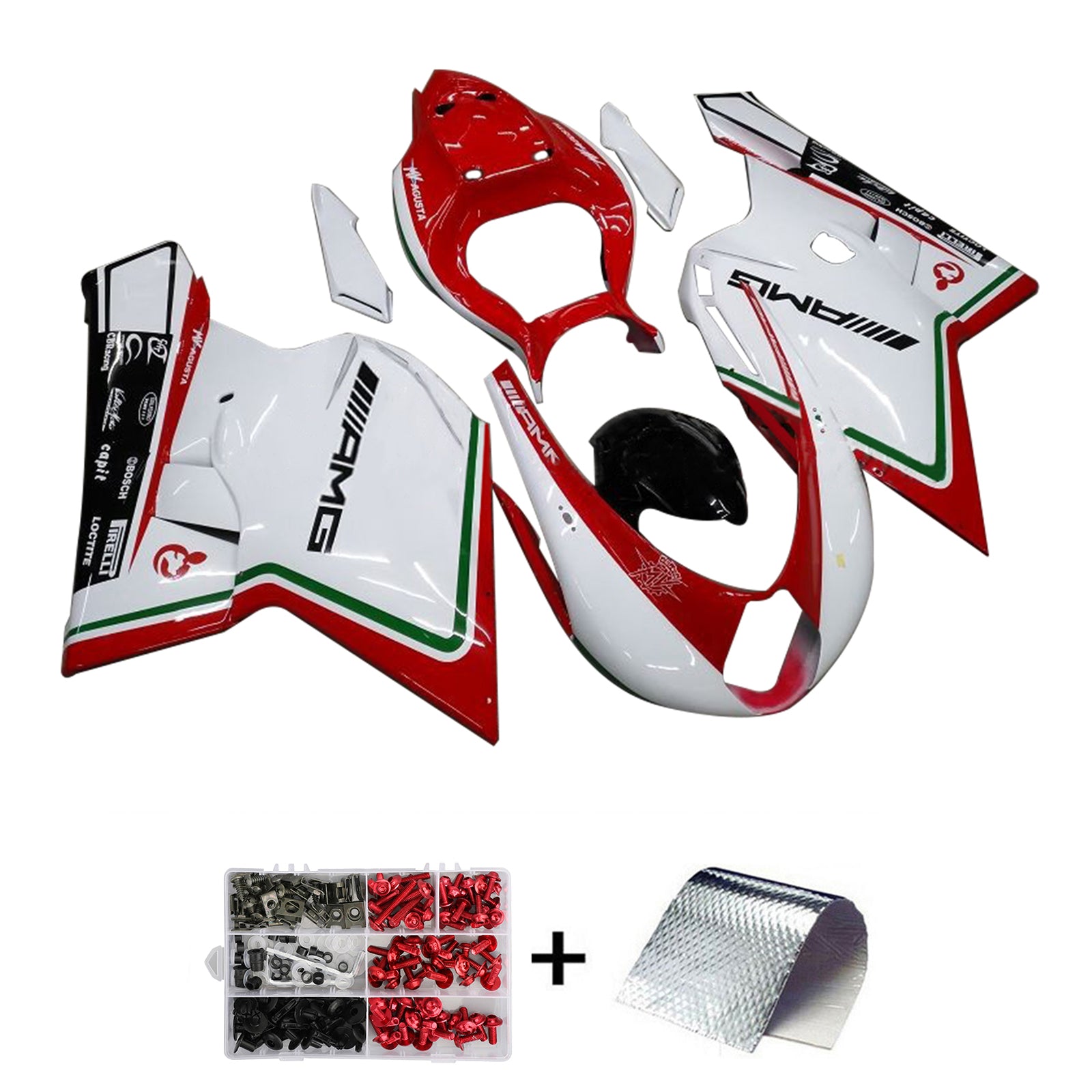 Amotopart 2005-2006 MV Agusta F4 1000 Kit de carenado rojo y blanco Style2